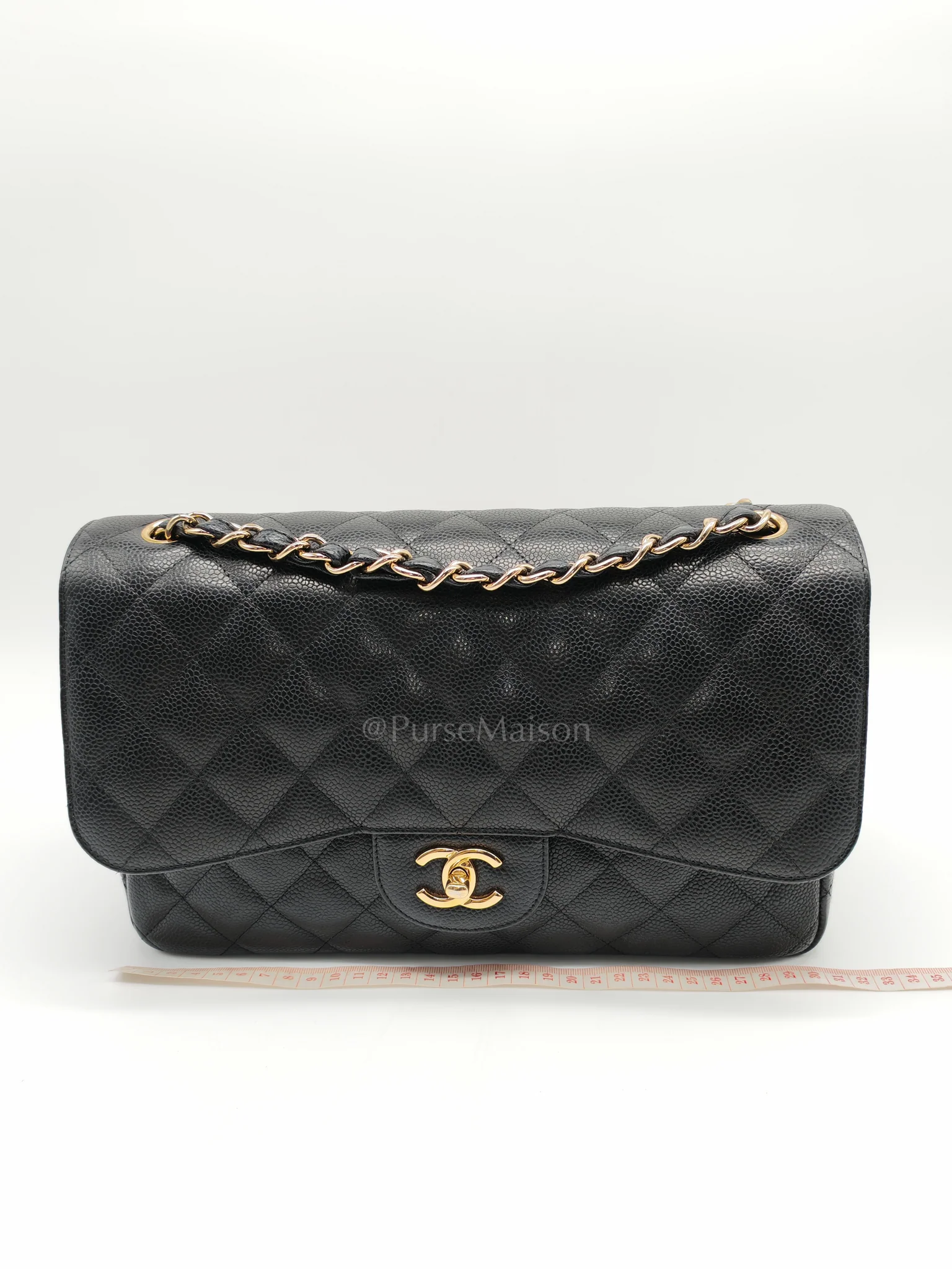 Chanel Classic Double Flap Jumbo in Black Caviar Leather and Gold Hardware Series 14 - Image 30