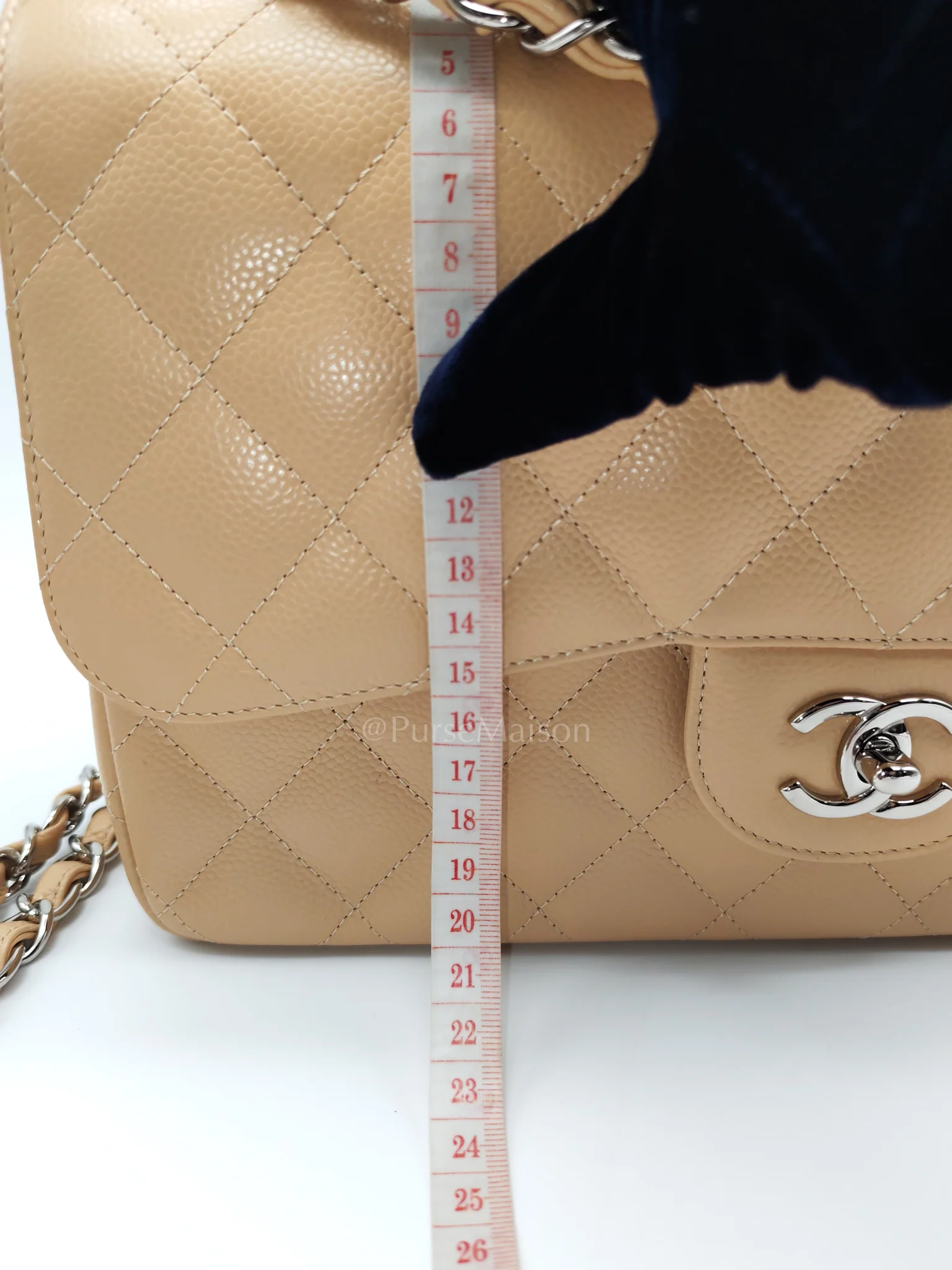 Chanel Classic Double Flap Jumbo in Beige Clair Caviar Calfskin Leather and Silver Hardware 16 - Image 29