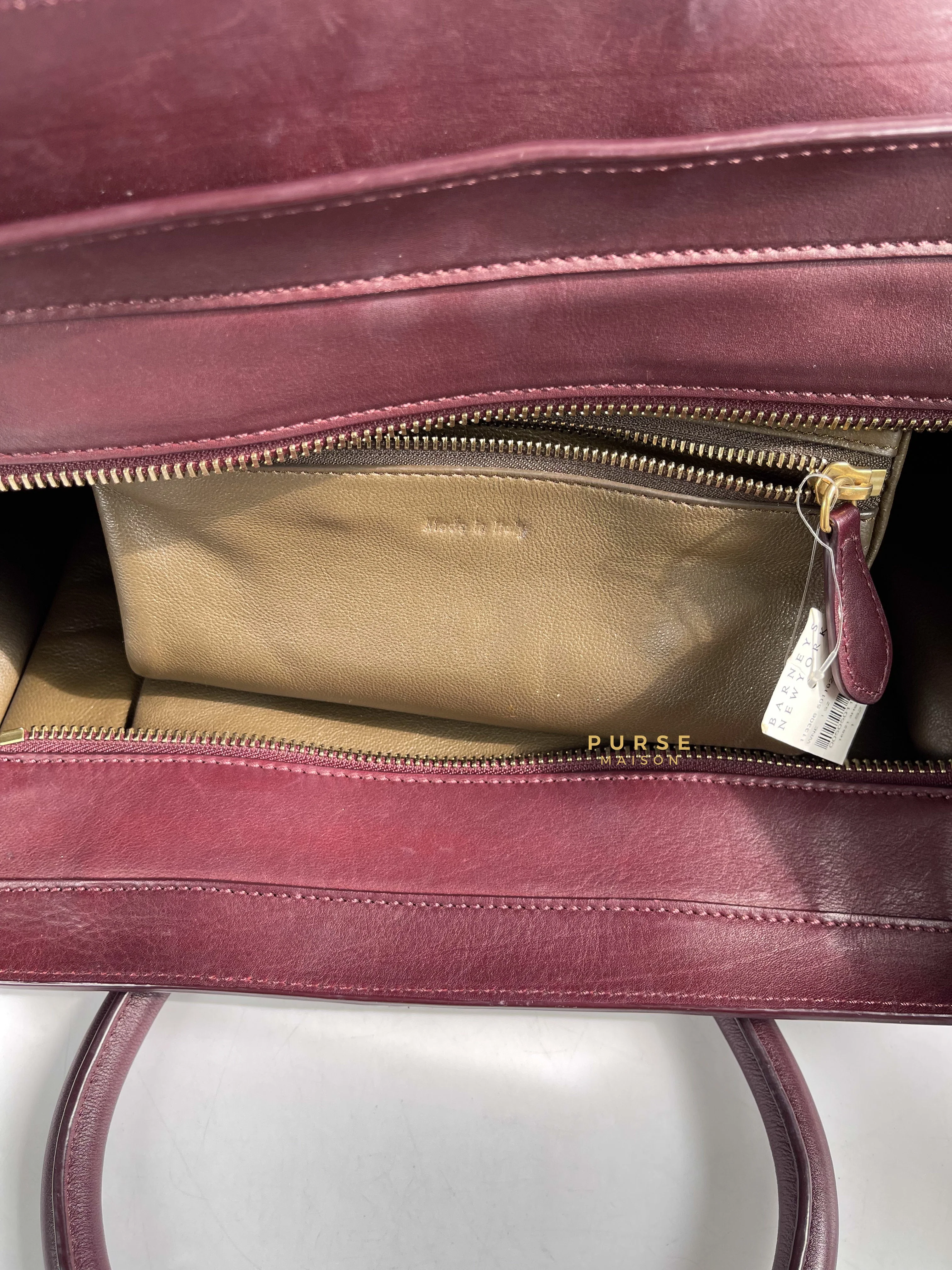 Celine Celine Burgundy Smooth Calfskin Leather Mini Luggage Tote Bag - Image 23