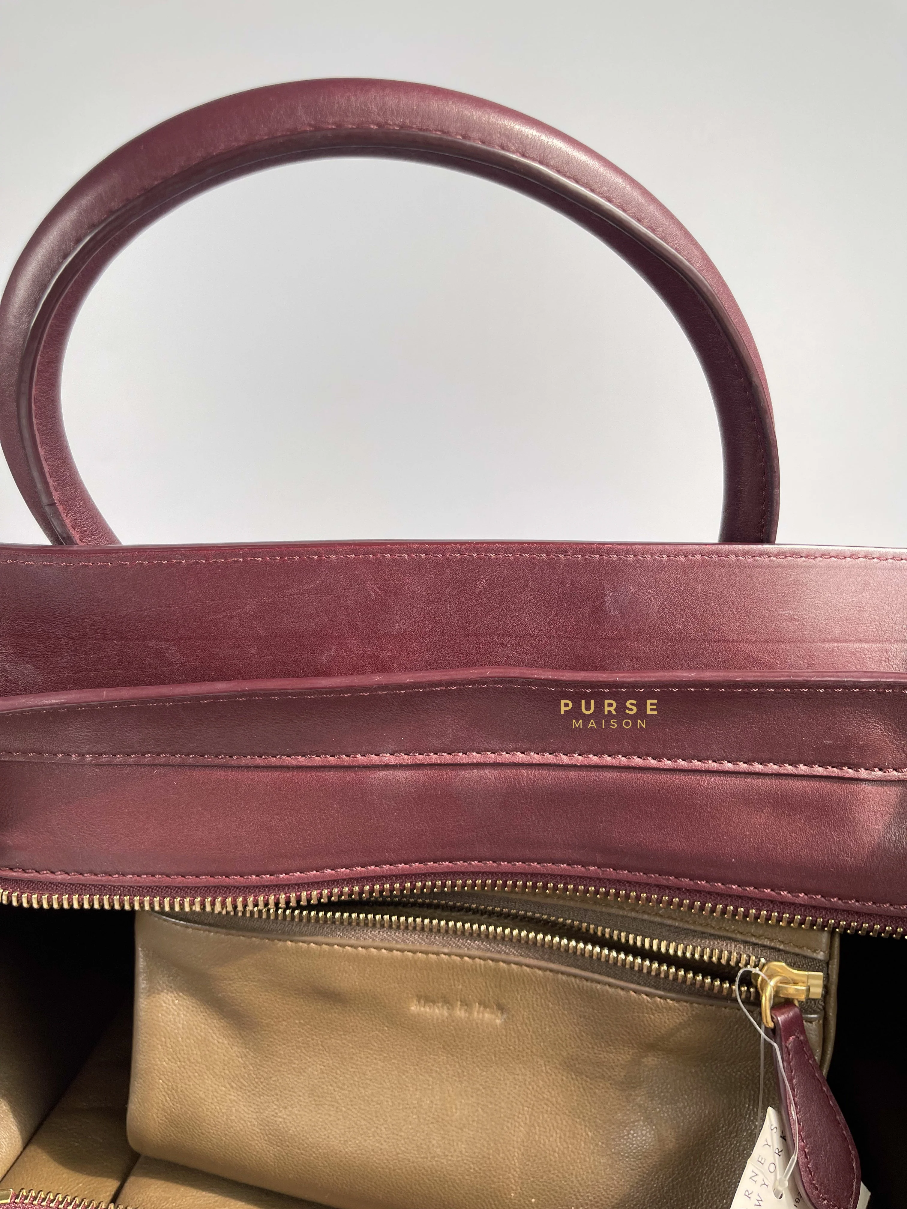 Celine Celine Burgundy Smooth Calfskin Leather Mini Luggage Tote Bag - Image 24