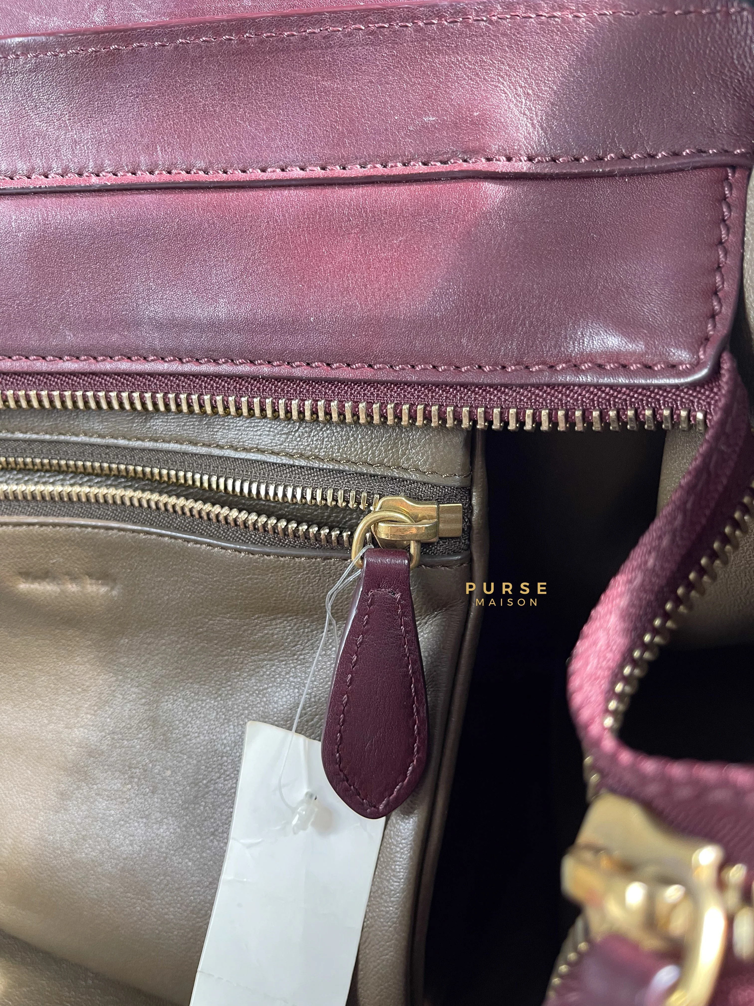 Celine Celine Burgundy Smooth Calfskin Leather Mini Luggage Tote Bag - Image 28