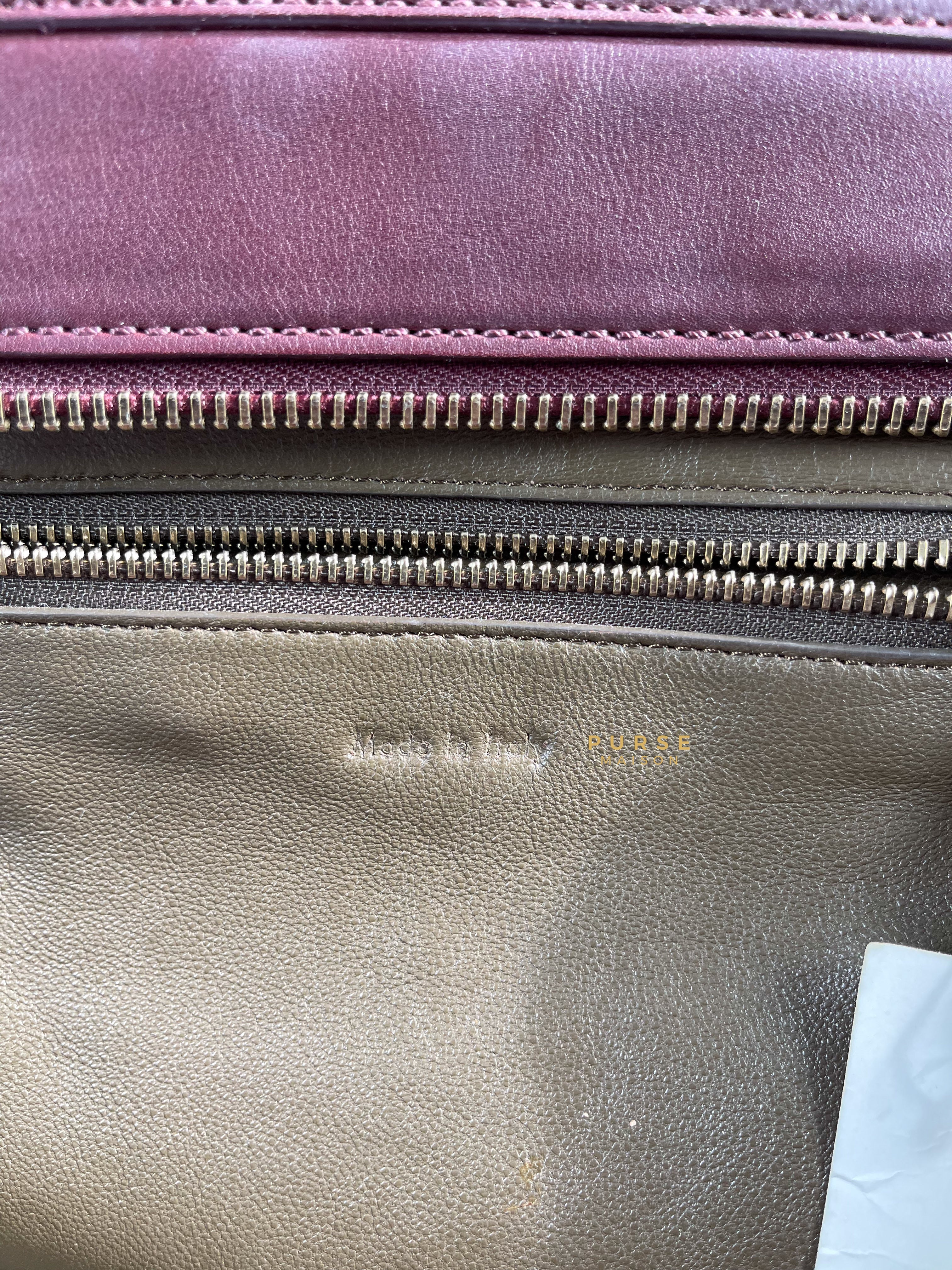 Celine Celine Burgundy Smooth Calfskin Leather Mini Luggage Tote Bag - Image 29