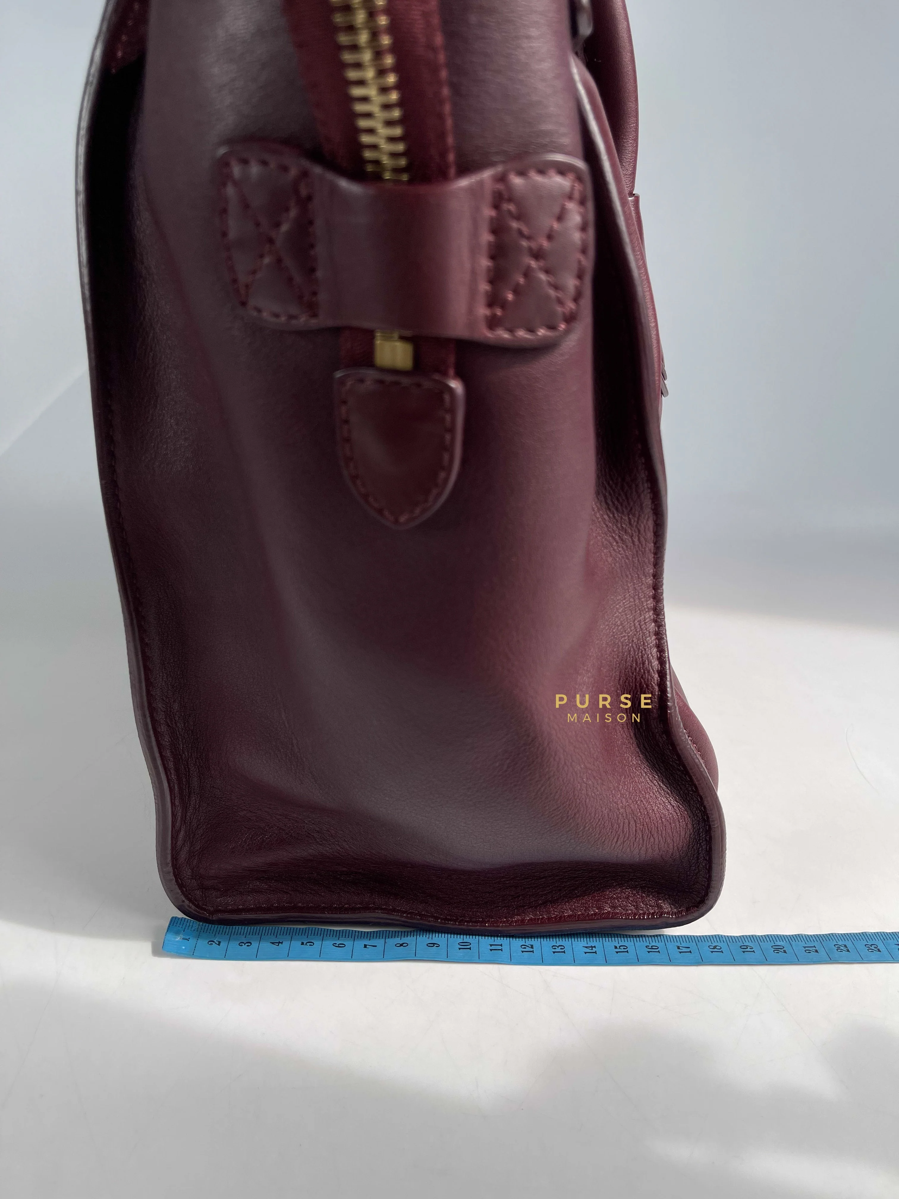 Celine Celine Burgundy Smooth Calfskin Leather Mini Luggage Tote Bag - Image 36