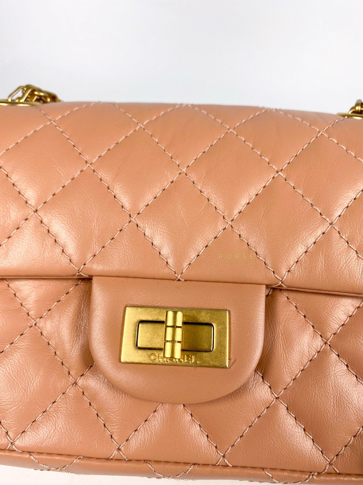 Chanel Chanel 2.55 Mini Reissue Salmon distressed calfskin & Aged Gold Hardware (Microchip) - Image 13