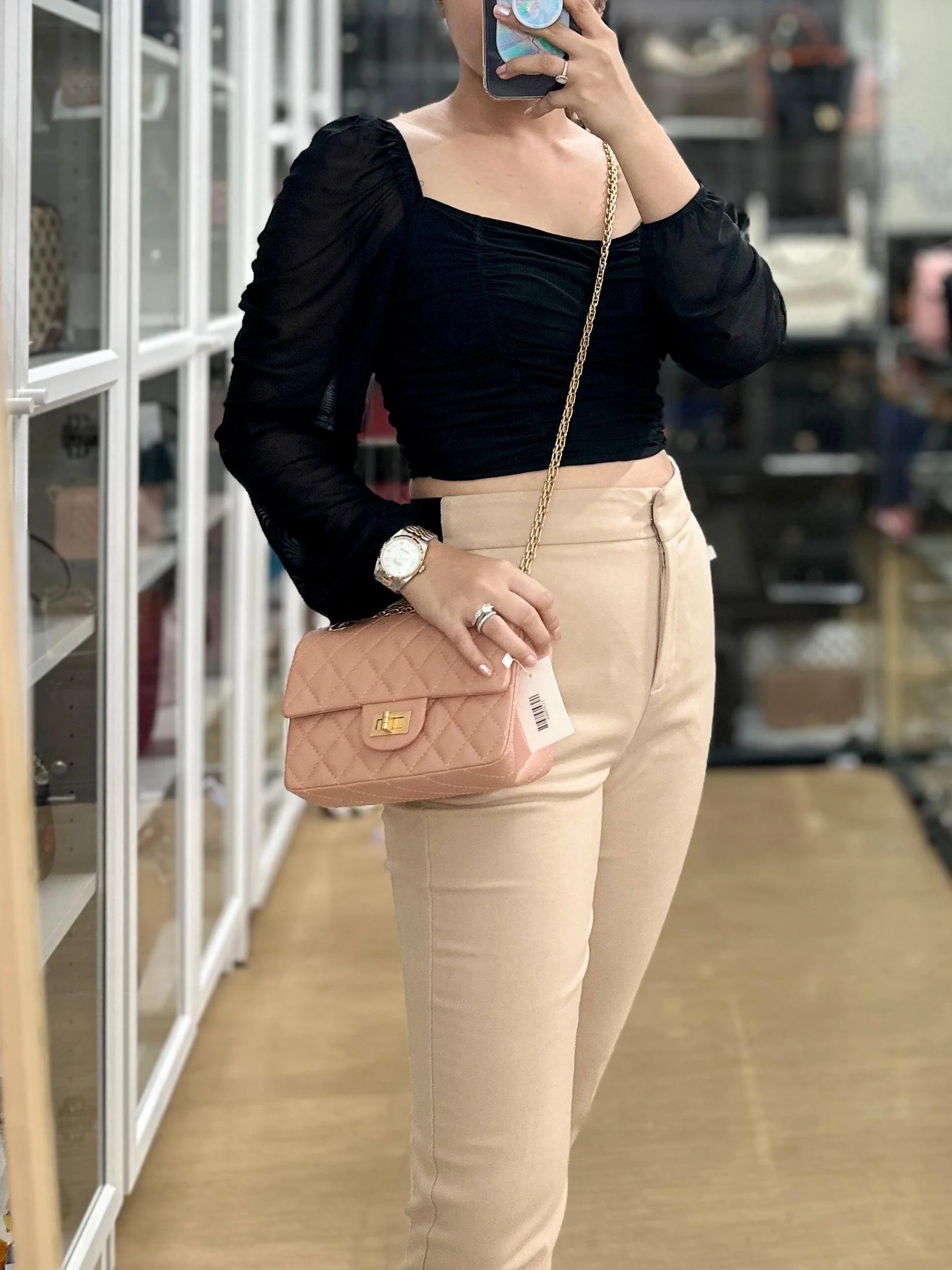 Chanel Chanel 2.55 Mini Reissue Salmon distressed calfskin & Aged Gold Hardware (Microchip) - Image 20