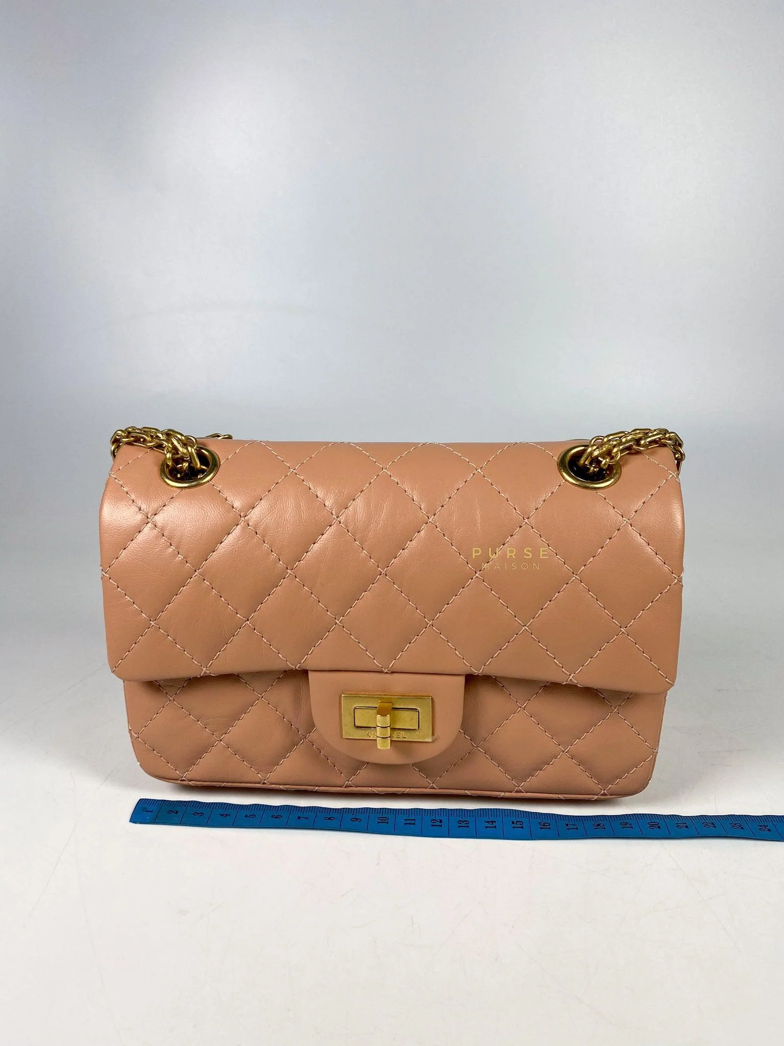 Chanel Chanel 2.55 Mini Reissue Salmon distressed calfskin & Aged Gold Hardware (Microchip) - Image 23