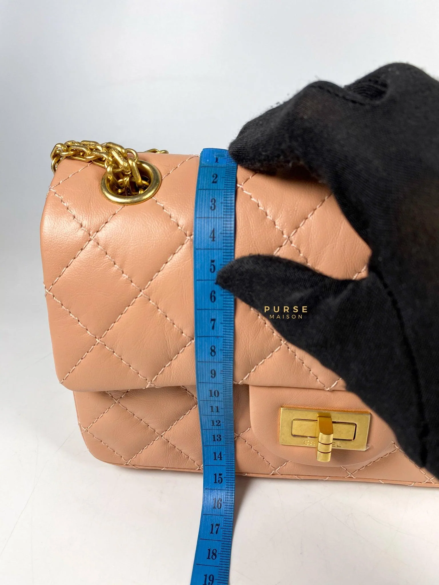 Chanel Chanel 2.55 Mini Reissue Salmon distressed calfskin & Aged Gold Hardware (Microchip) - Image 24