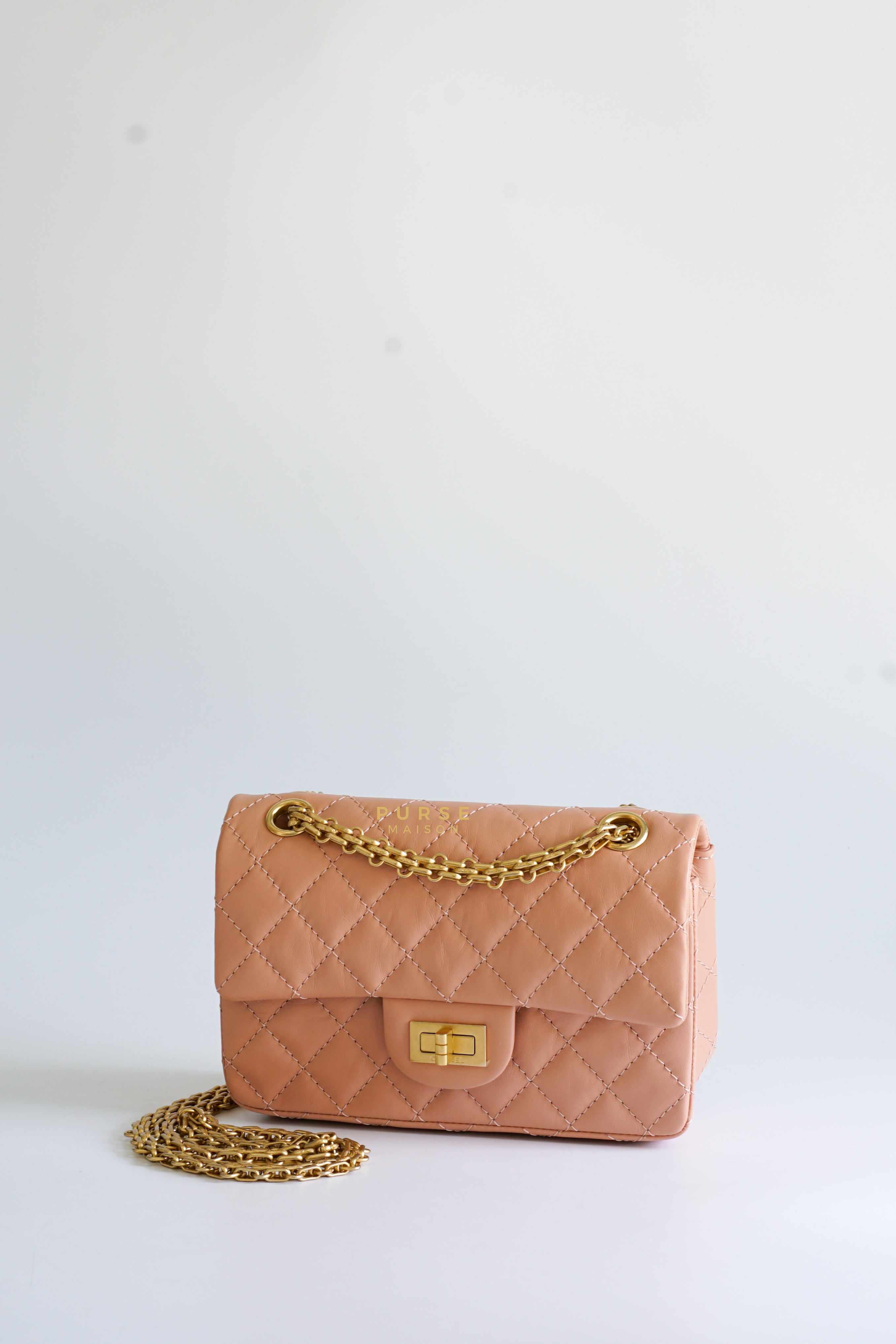 Chanel Chanel 2.55 Mini Reissue Salmon distressed calfskin & Aged Gold Hardware (Microchip) - Image 3