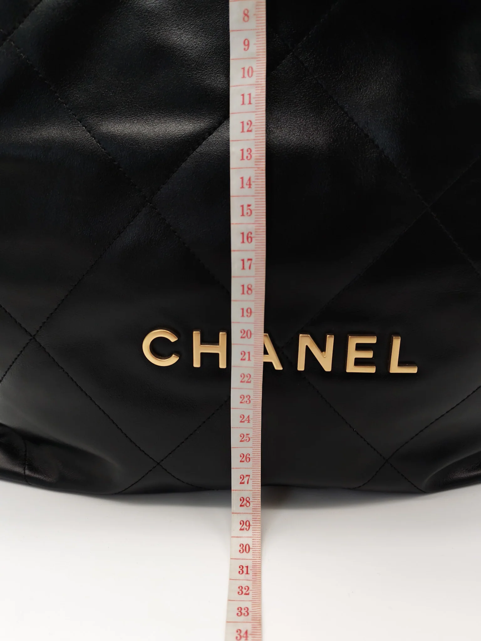 Chanel 22 Small in Black Quilted Shiny Calfskin Leather and Aged Gold Hardware (Microchip) - Image 21