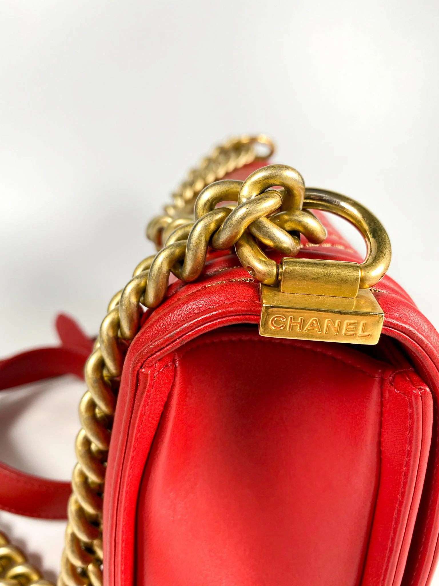 Chanel Chanel Boy Red Studded Chevron Old Medium Limited Edition Calfskin Series 23 - Image 14
