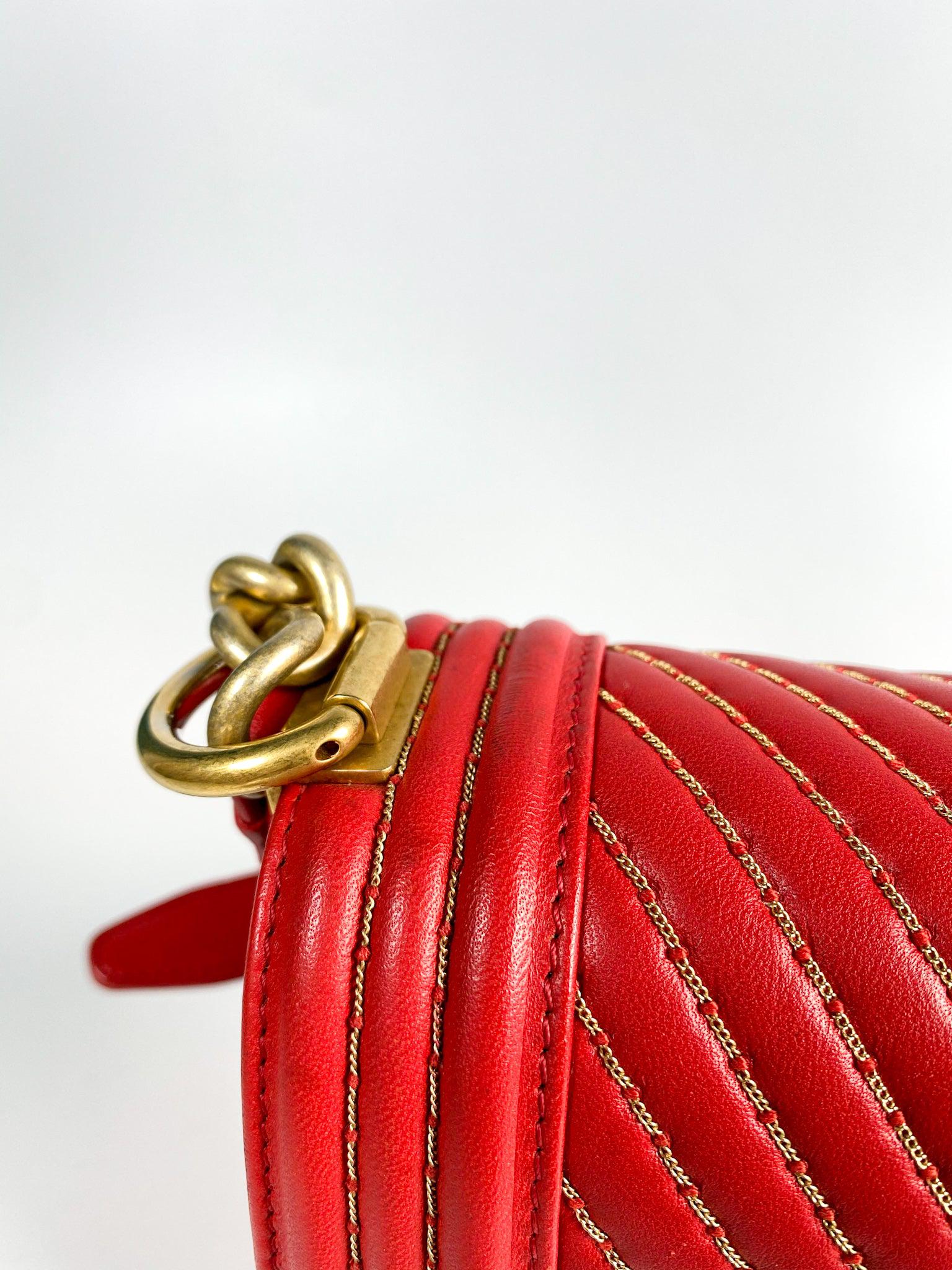 Chanel Chanel Boy Red Studded Chevron Old Medium Limited Edition Calfskin Series 23 - Image 23