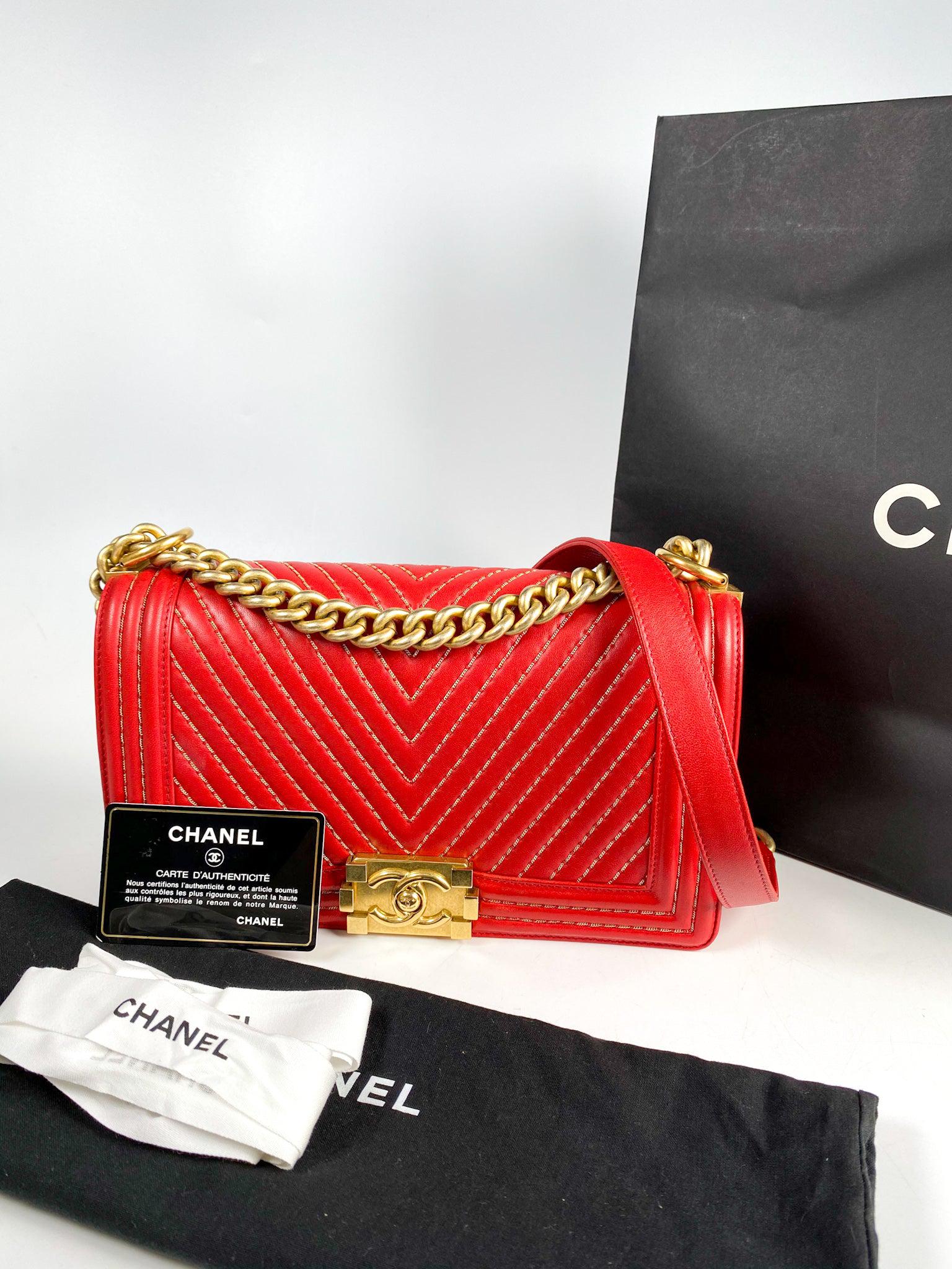 Chanel Chanel Boy Red Studded Chevron Old Medium Limited Edition Calfskin Series 23 - Image 27