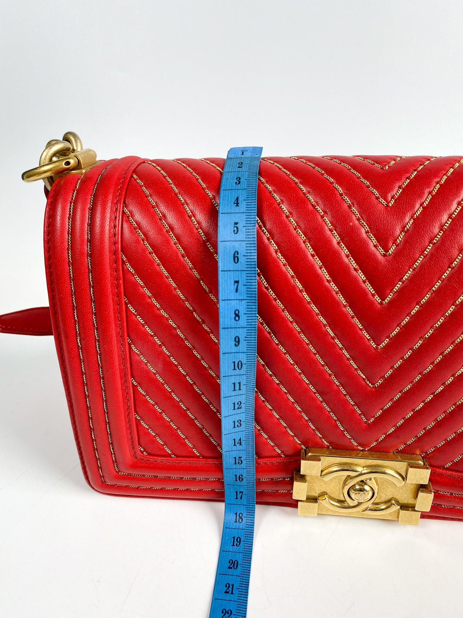 Chanel Chanel Boy Red Studded Chevron Old Medium Limited Edition Calfskin Series 23 - Image 32