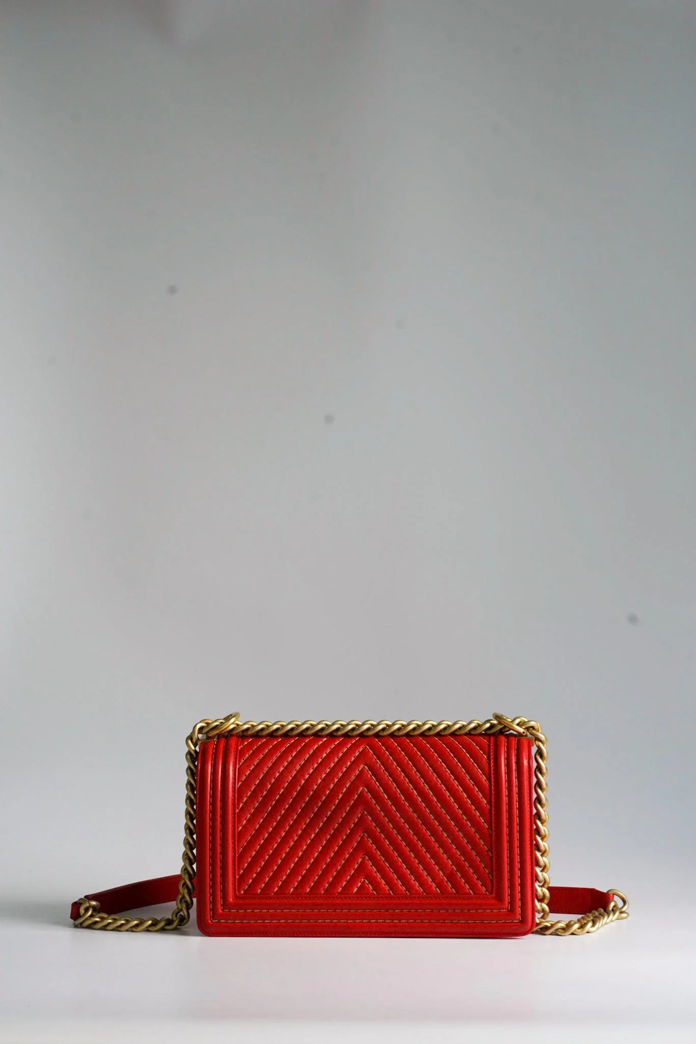 Chanel Chanel Boy Red Studded Chevron Old Medium Limited Edition Calfskin Series 23 - Image 6