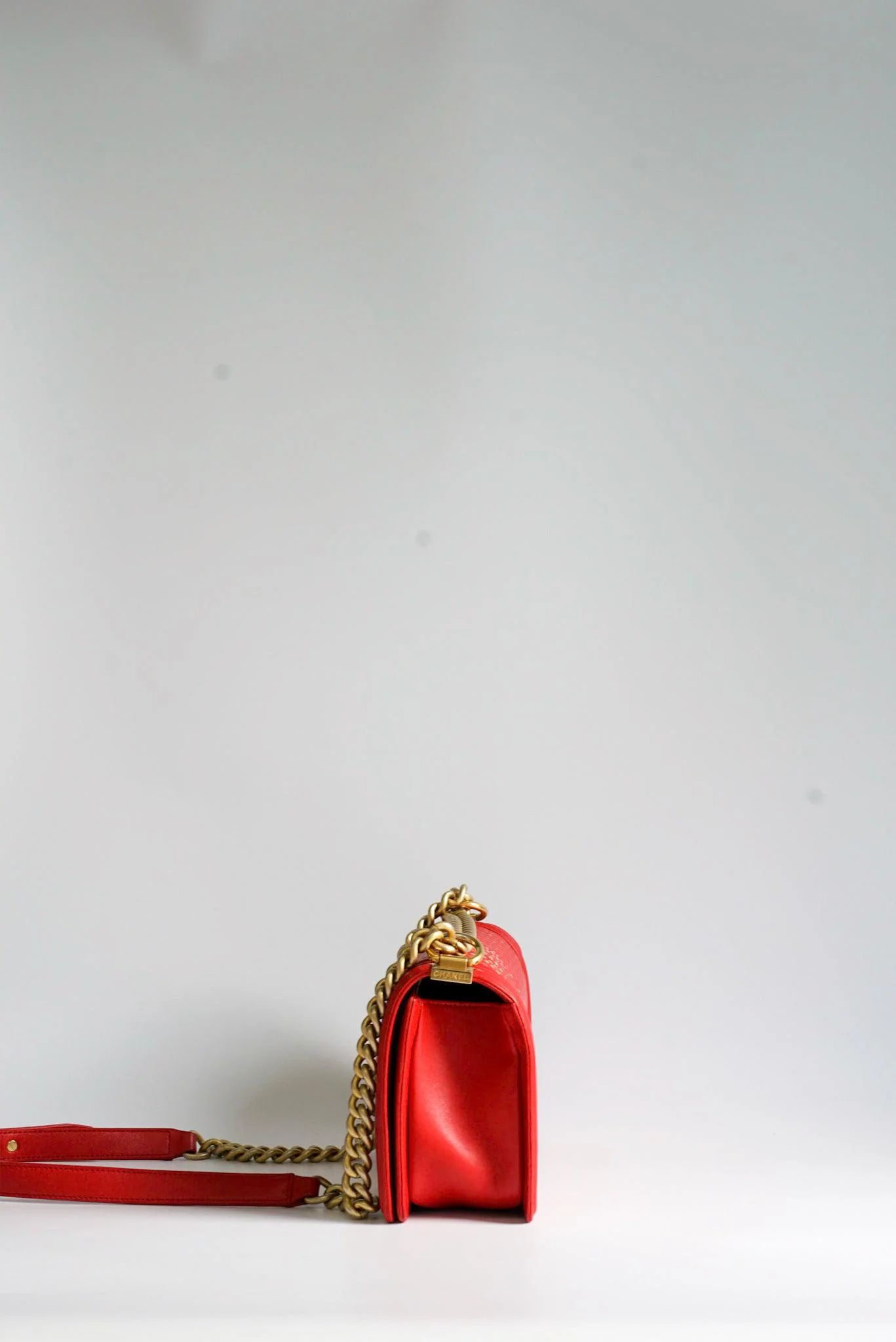 Chanel Chanel Boy Red Studded Chevron Old Medium Limited Edition Calfskin Series 23 - Image 8