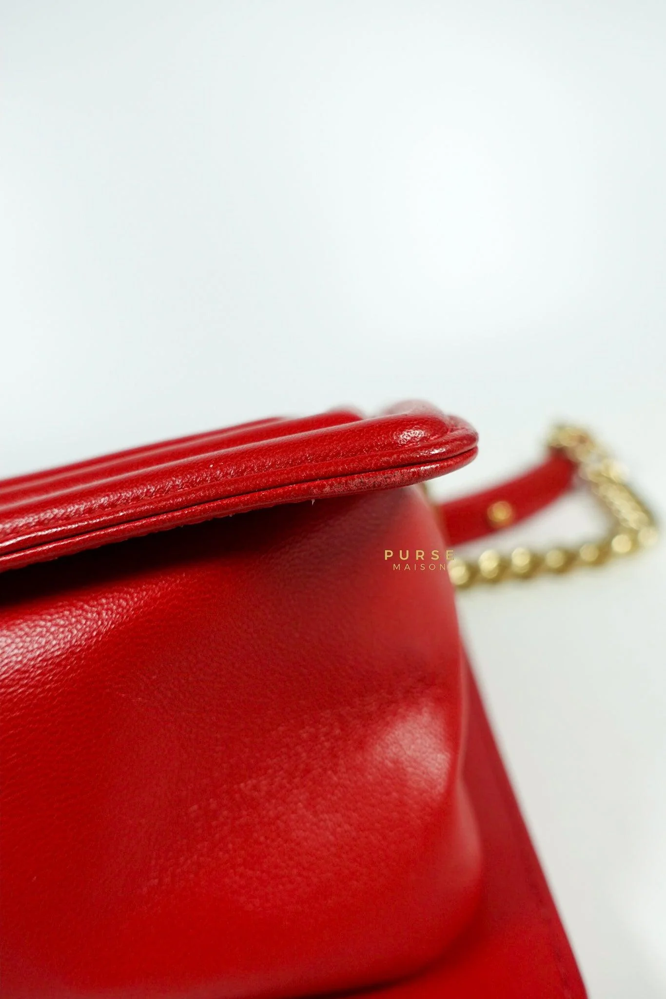 Chanel Chanel Boy Red Old Medium in Lambskin and Aged Gold Hardware Series 23 - Image 11
