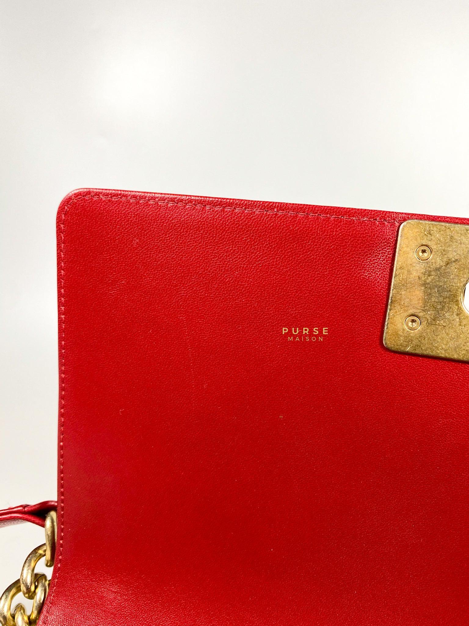 Chanel Chanel Boy Red Old Medium in Lambskin and Aged Gold Hardware Series 23 - Image 16