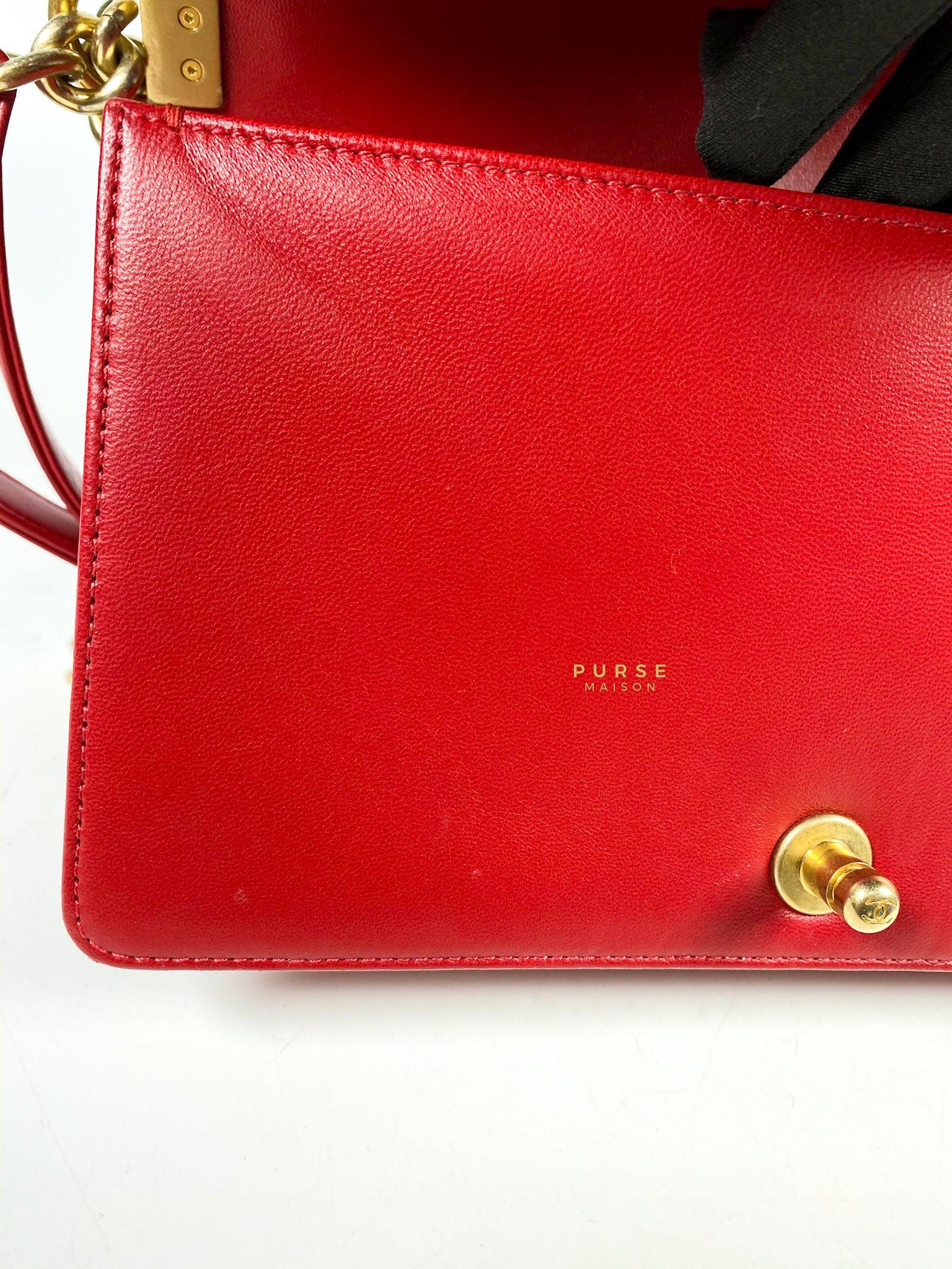 Chanel Chanel Boy Red Old Medium in Lambskin and Aged Gold Hardware Series 23 - Image 17