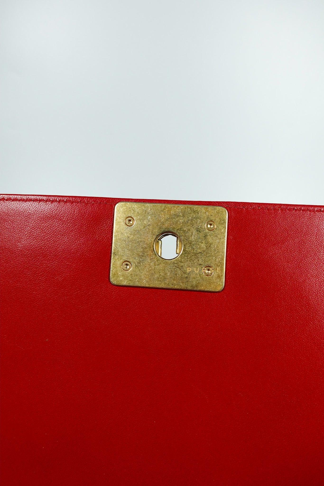 Chanel Chanel Boy Red Old Medium in Lambskin and Aged Gold Hardware Series 23 - Image 19