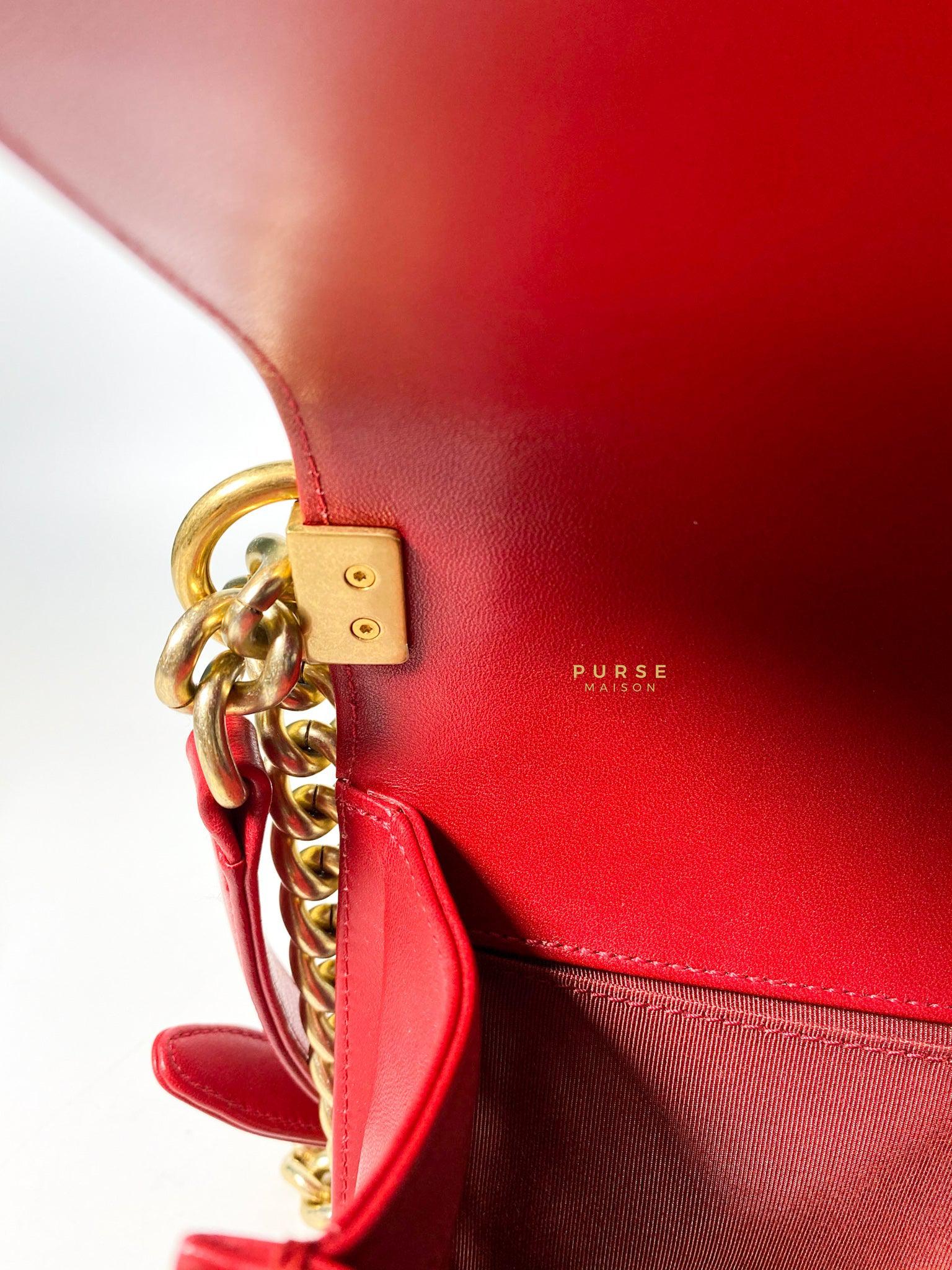 Chanel Chanel Boy Red Old Medium in Lambskin and Aged Gold Hardware Series 23 - Image 21