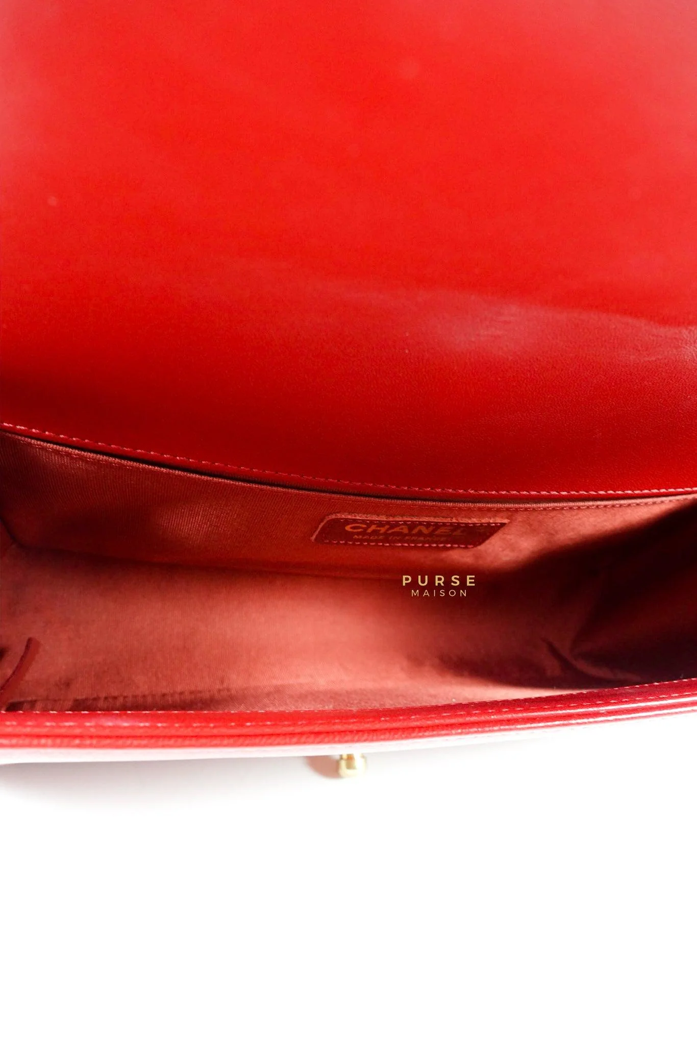 Chanel Chanel Boy Red Old Medium in Lambskin and Aged Gold Hardware Series 23 - Image 23