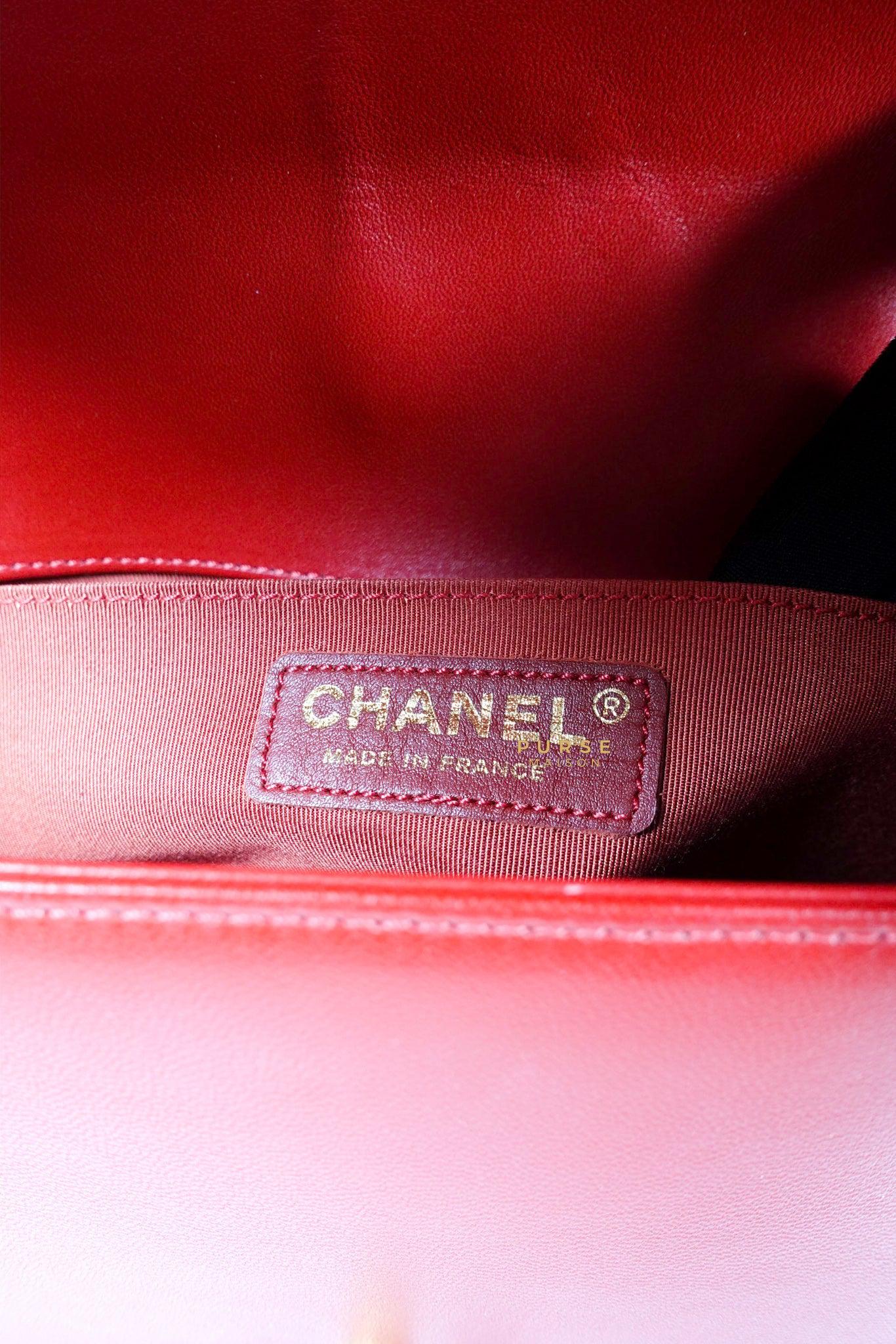 Chanel Chanel Boy Red Old Medium in Lambskin and Aged Gold Hardware Series 23 - Image 25