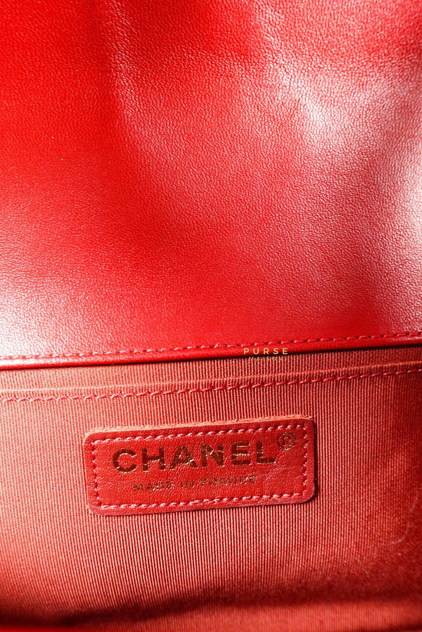 Chanel Chanel Boy Red Old Medium in Lambskin and Aged Gold Hardware Series 23 - Image 26