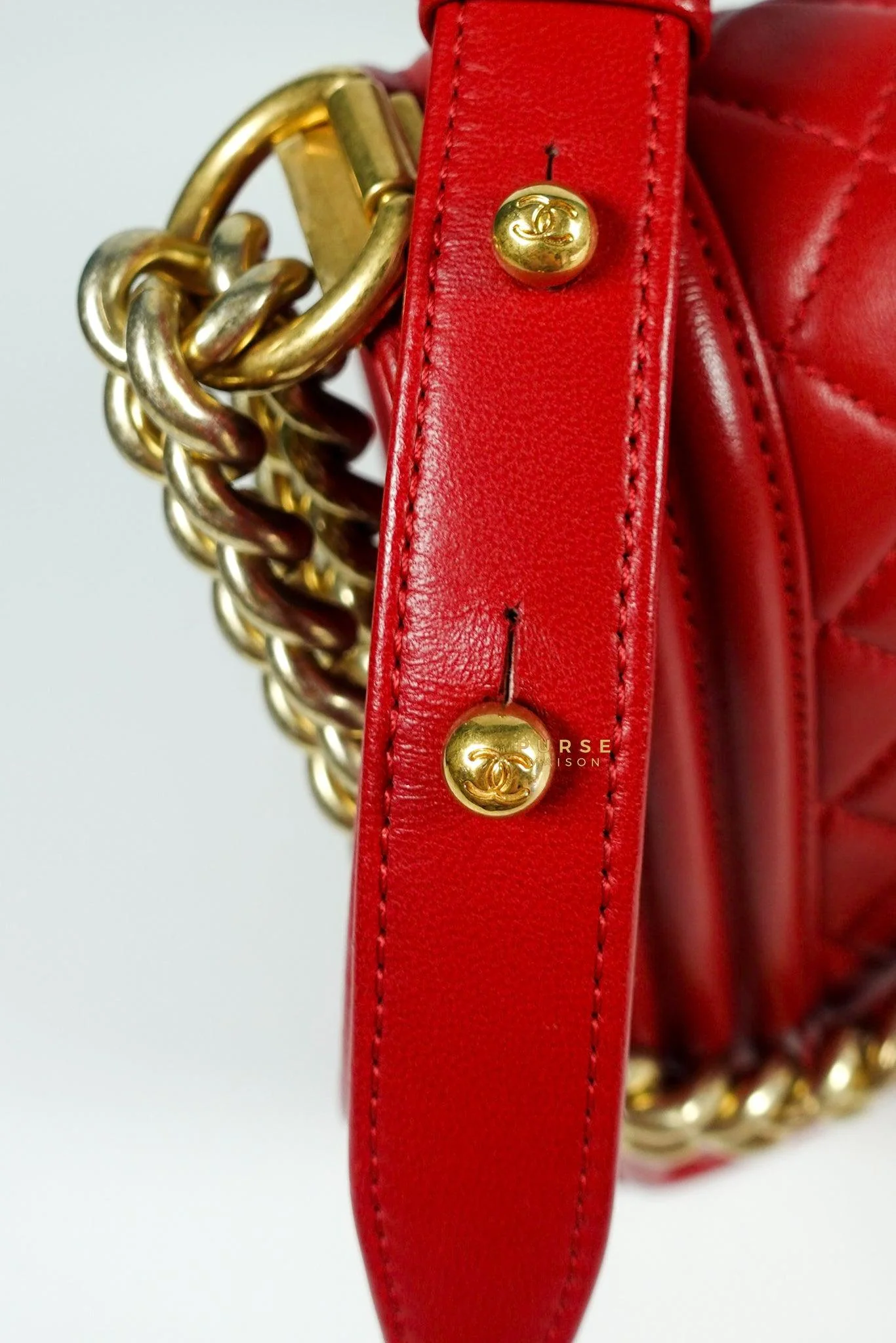 Chanel Chanel Boy Red Old Medium in Lambskin and Aged Gold Hardware Series 23 - Image 27