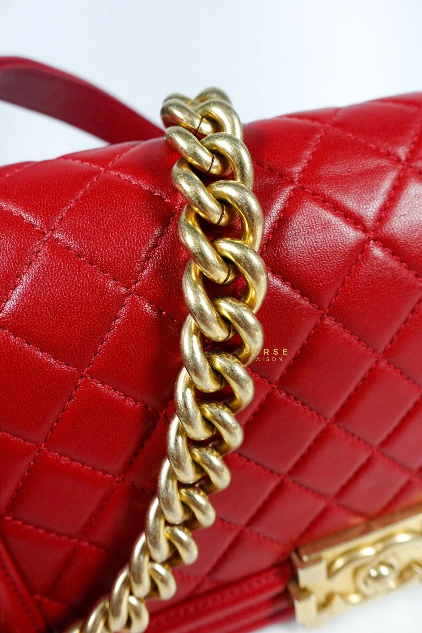 Chanel Chanel Boy Red Old Medium in Lambskin and Aged Gold Hardware Series 23 - Image 28