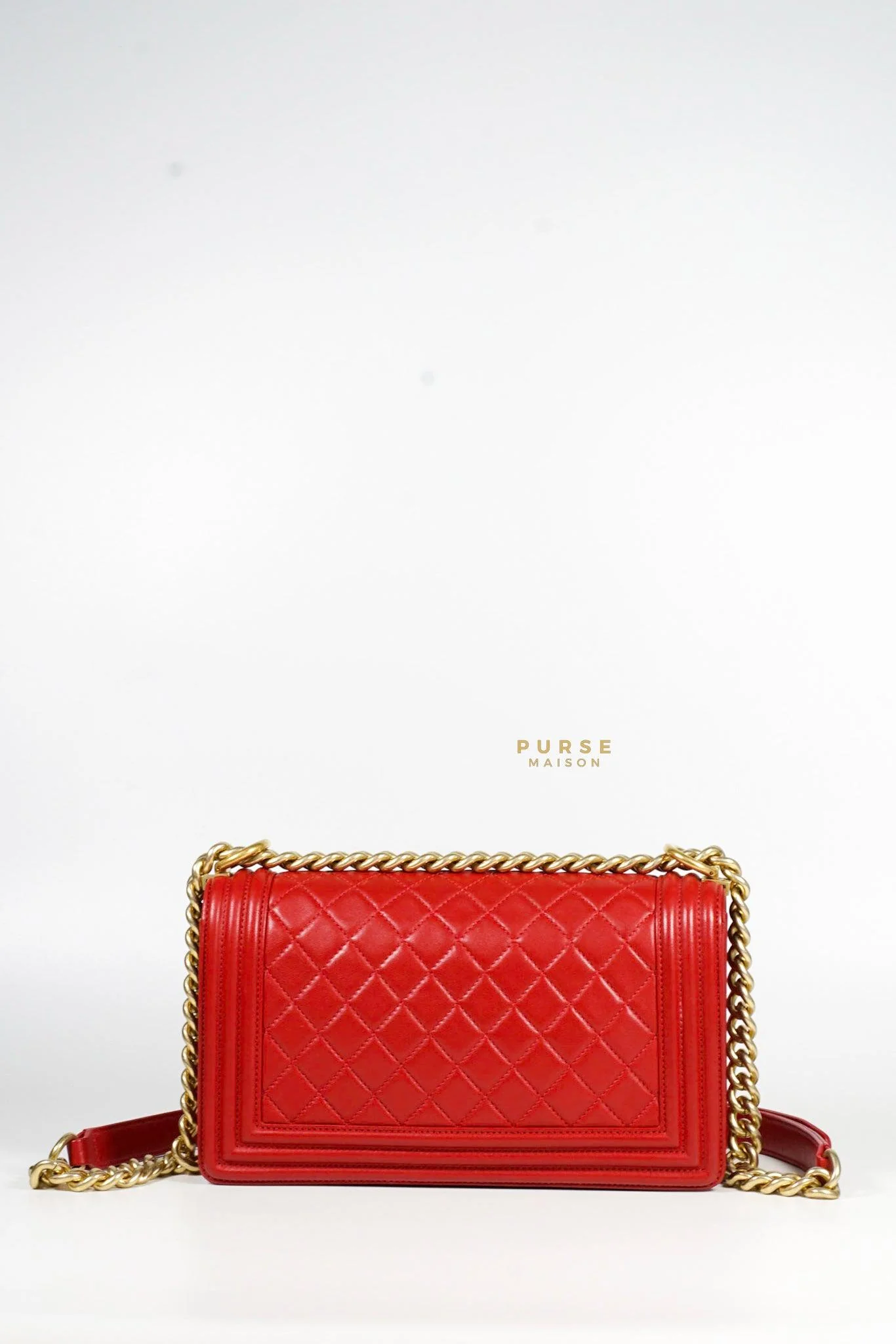 Chanel Chanel Boy Red Old Medium in Lambskin and Aged Gold Hardware Series 23 - Image 3