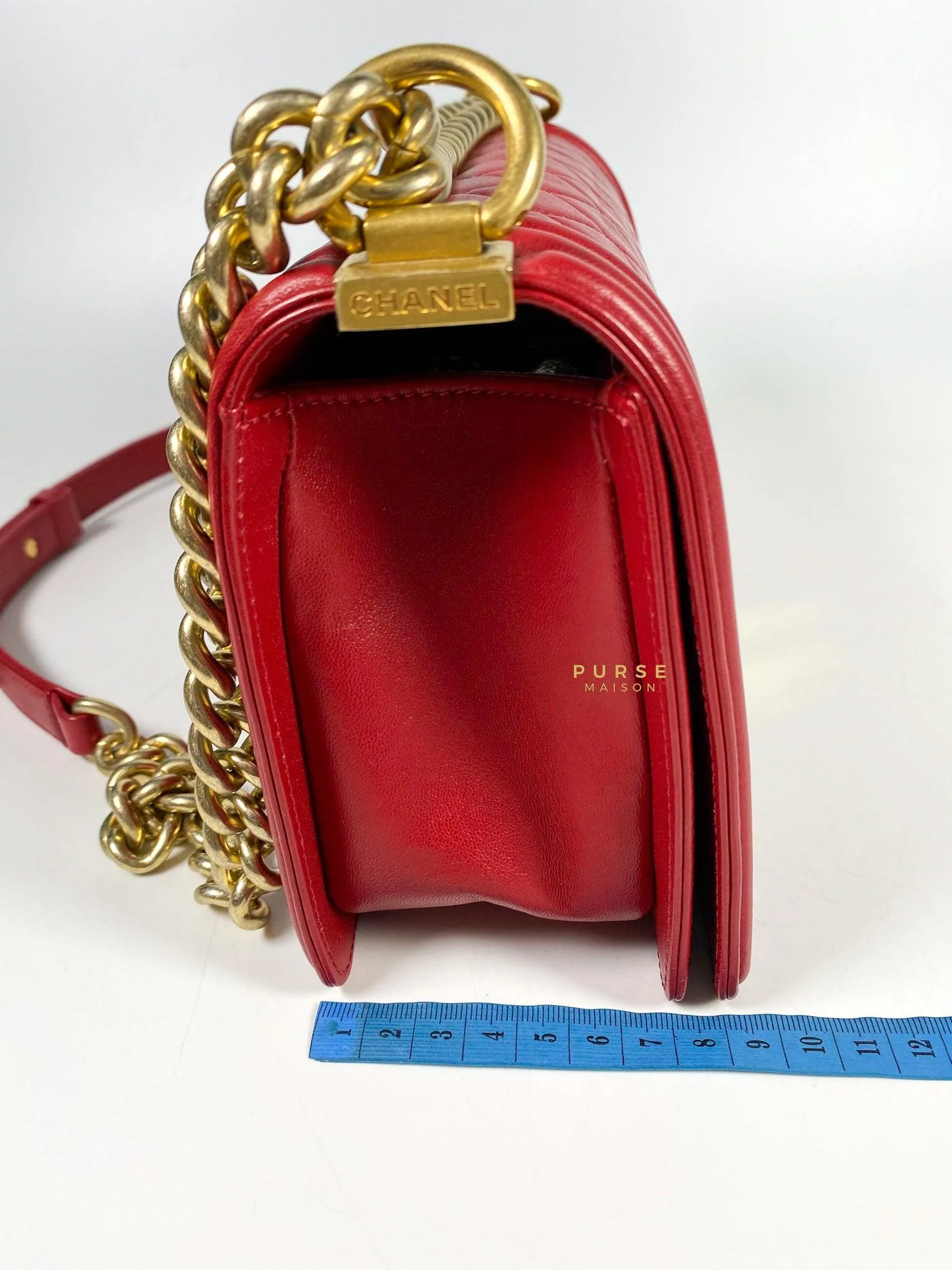 Chanel Chanel Boy Red Old Medium in Lambskin and Aged Gold Hardware Series 23 - Image 33