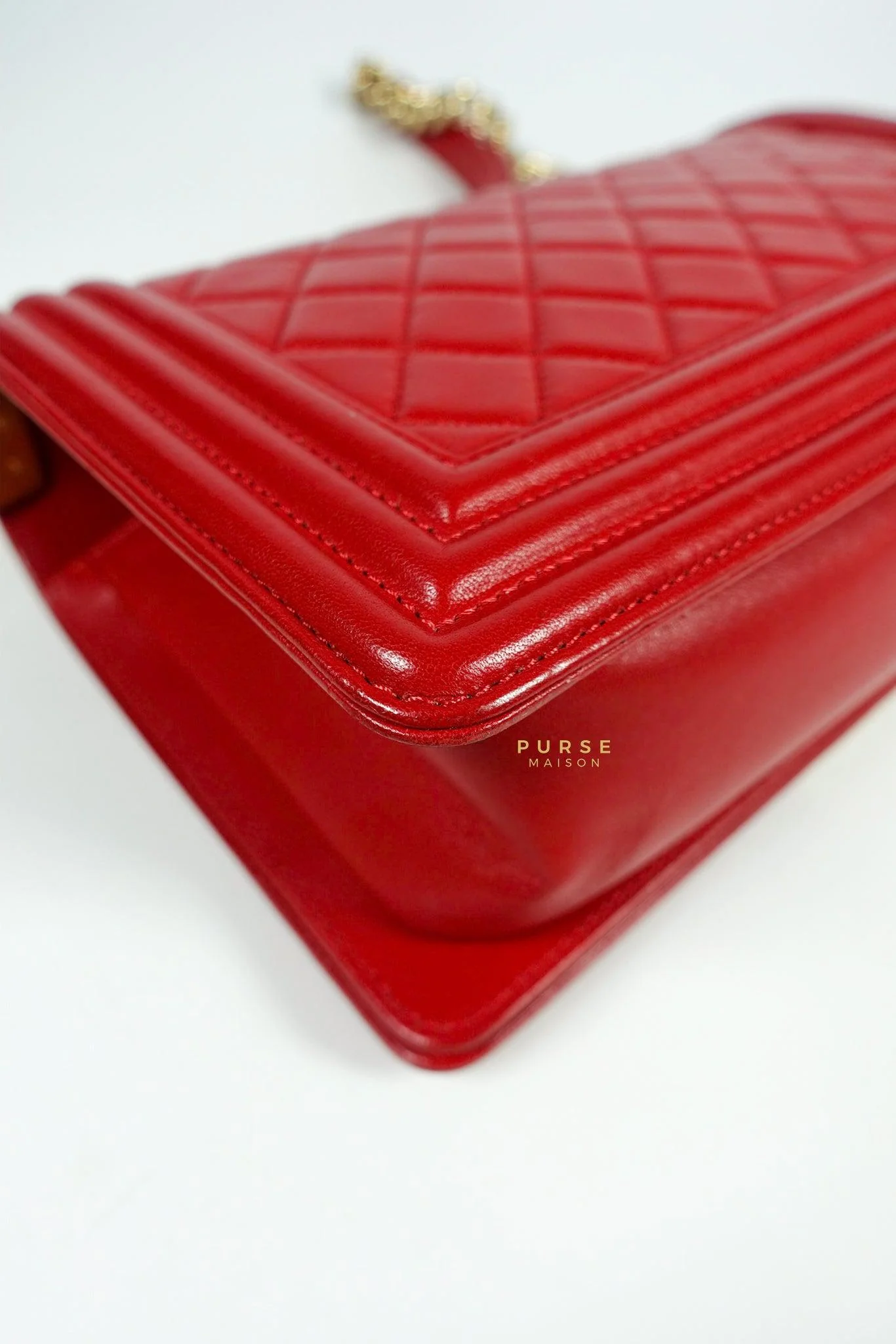 Chanel Chanel Boy Red Old Medium in Lambskin and Aged Gold Hardware Series 23 - Image 7