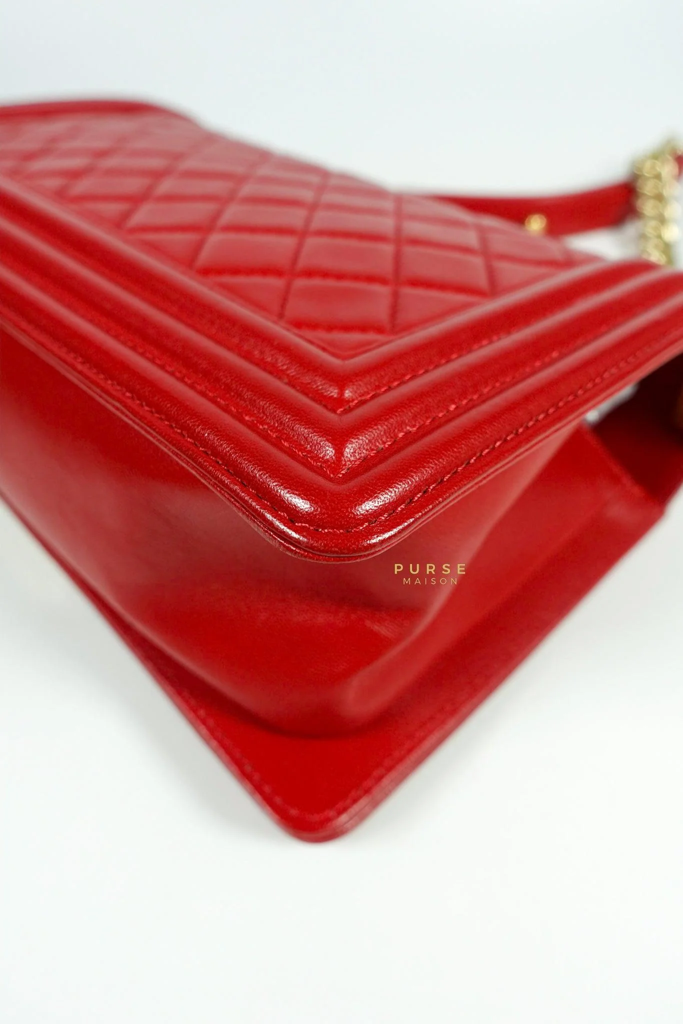 Chanel Chanel Boy Red Old Medium in Lambskin and Aged Gold Hardware Series 23 - Image 9