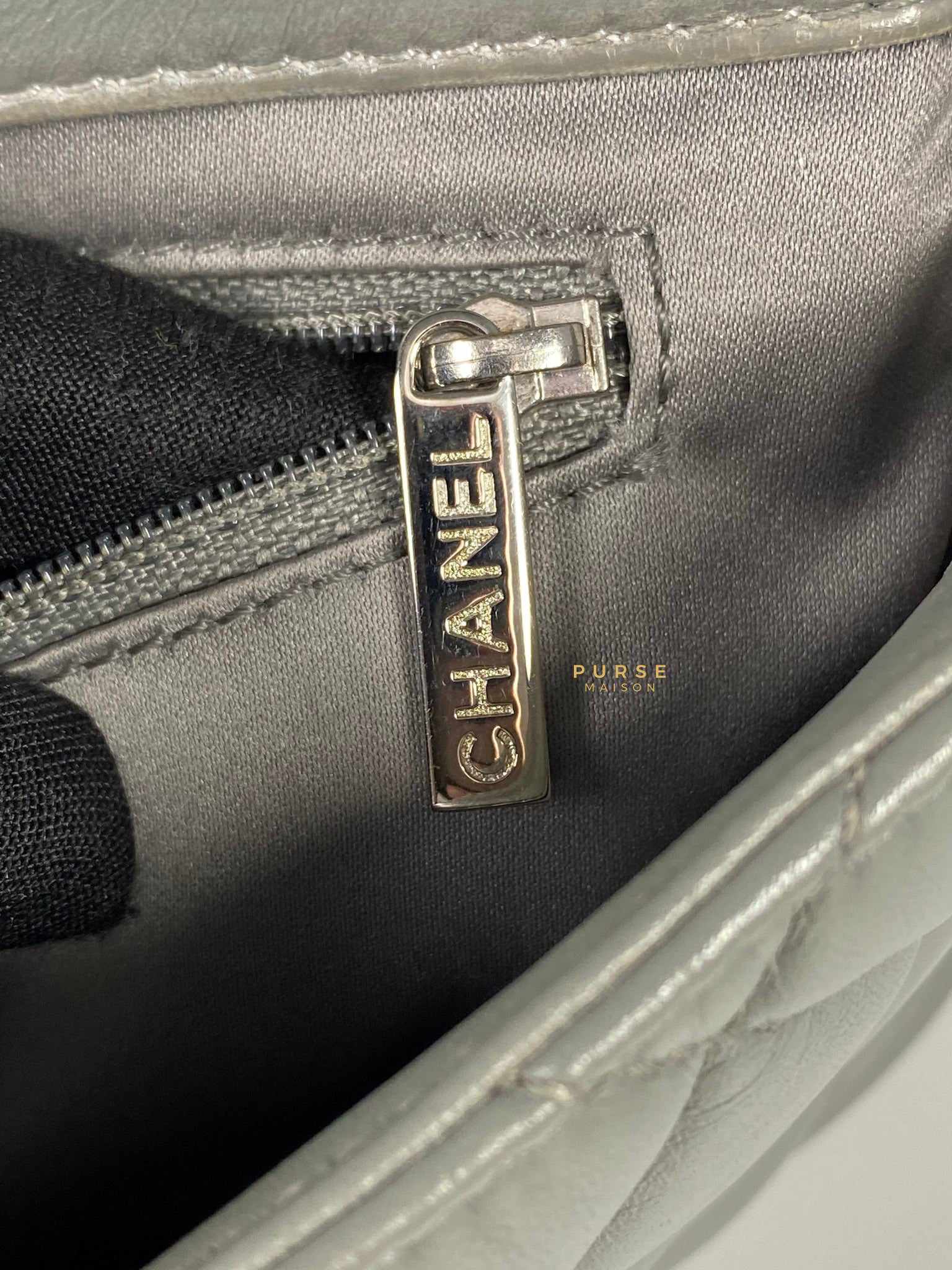 Chanel Chanel Medium Coco Rain Flap Lambskin Silver Hardware Series 13 (Gray) - Image 12