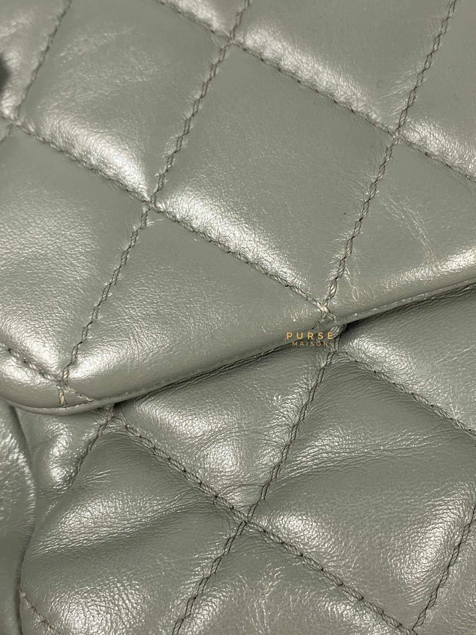 Chanel Chanel Medium Coco Rain Flap Lambskin Silver Hardware Series 13 (Gray) - Image 19