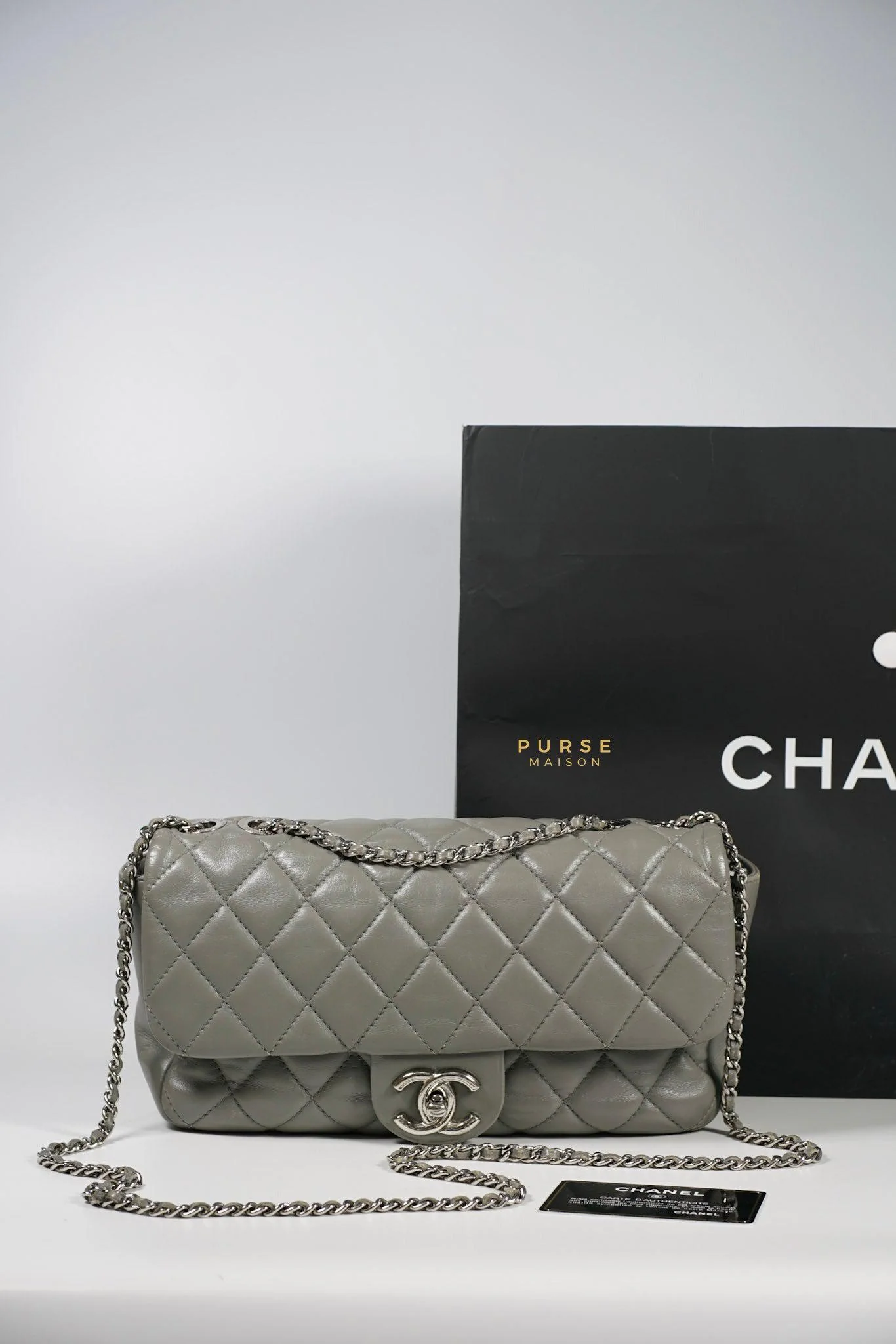 Chanel Chanel Medium Coco Rain Flap Lambskin Silver Hardware Series 13 (Gray) - Image 24