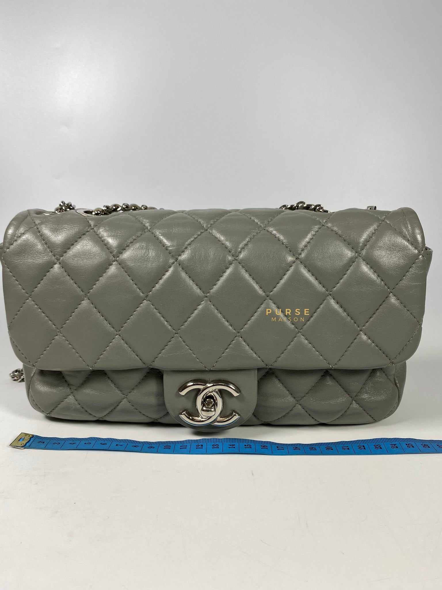 Chanel Chanel Medium Coco Rain Flap Lambskin Silver Hardware Series 13 (Gray) - Image 28