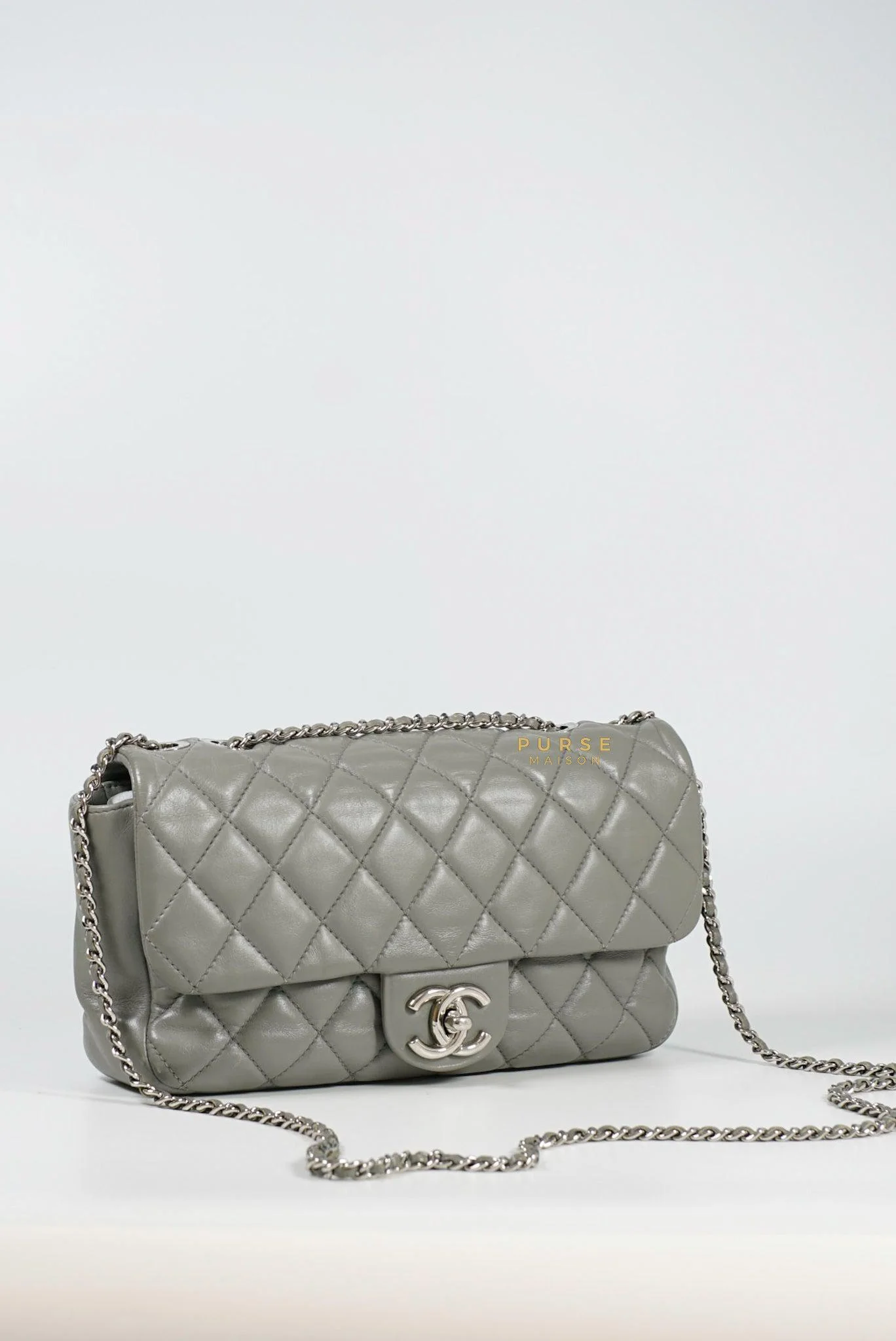 Chanel Chanel Medium Coco Rain Flap Lambskin Silver Hardware Series 13 (Gray) - Image 3
