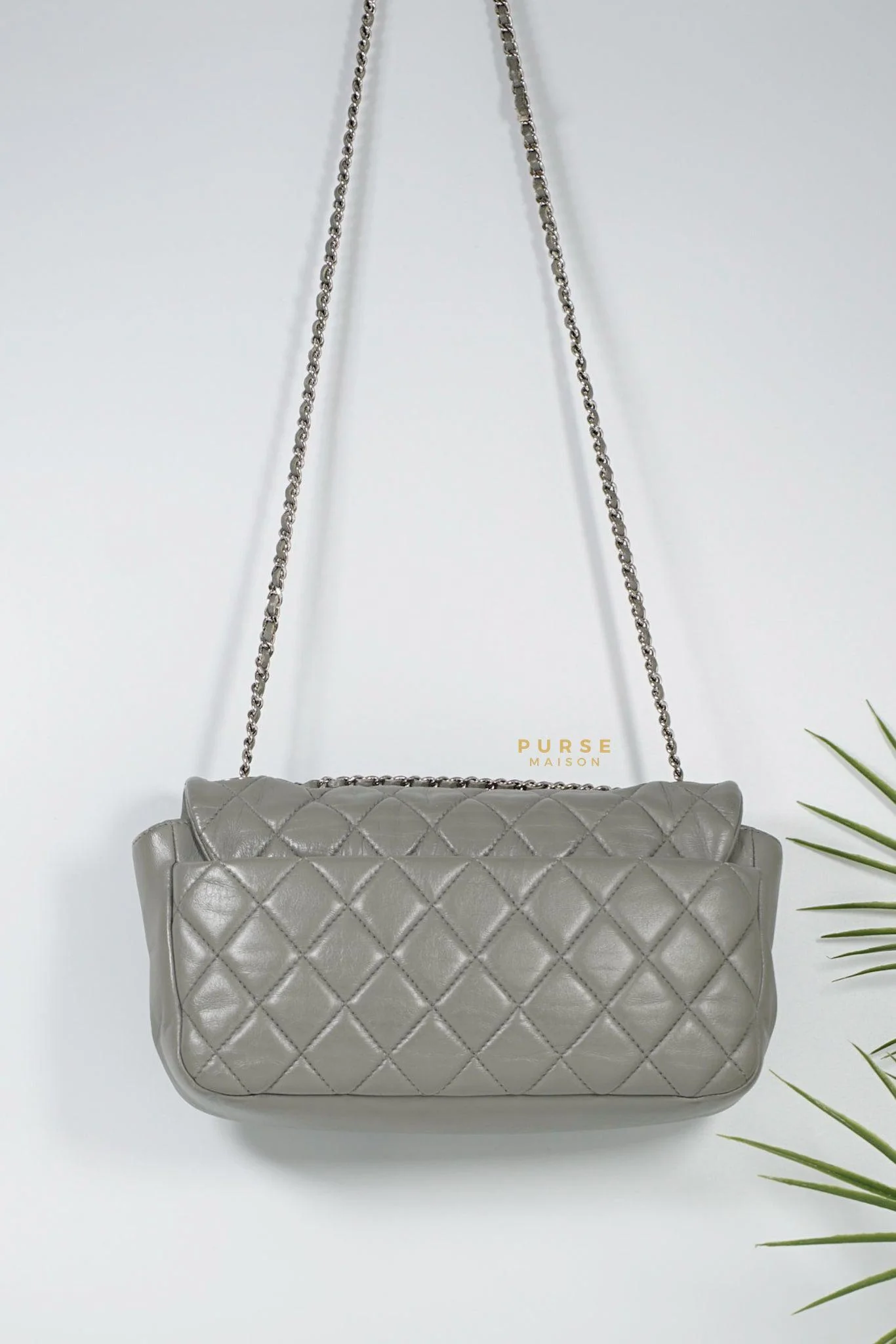 Chanel Chanel Medium Coco Rain Flap Lambskin Silver Hardware Series 13 (Gray) - Image 4