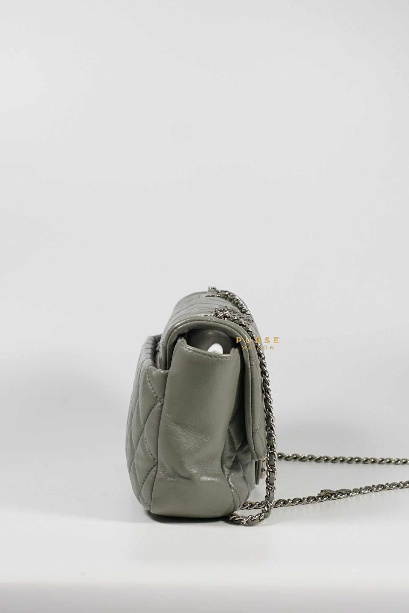 Chanel Chanel Medium Coco Rain Flap Lambskin Silver Hardware Series 13 (Gray) - Image 5