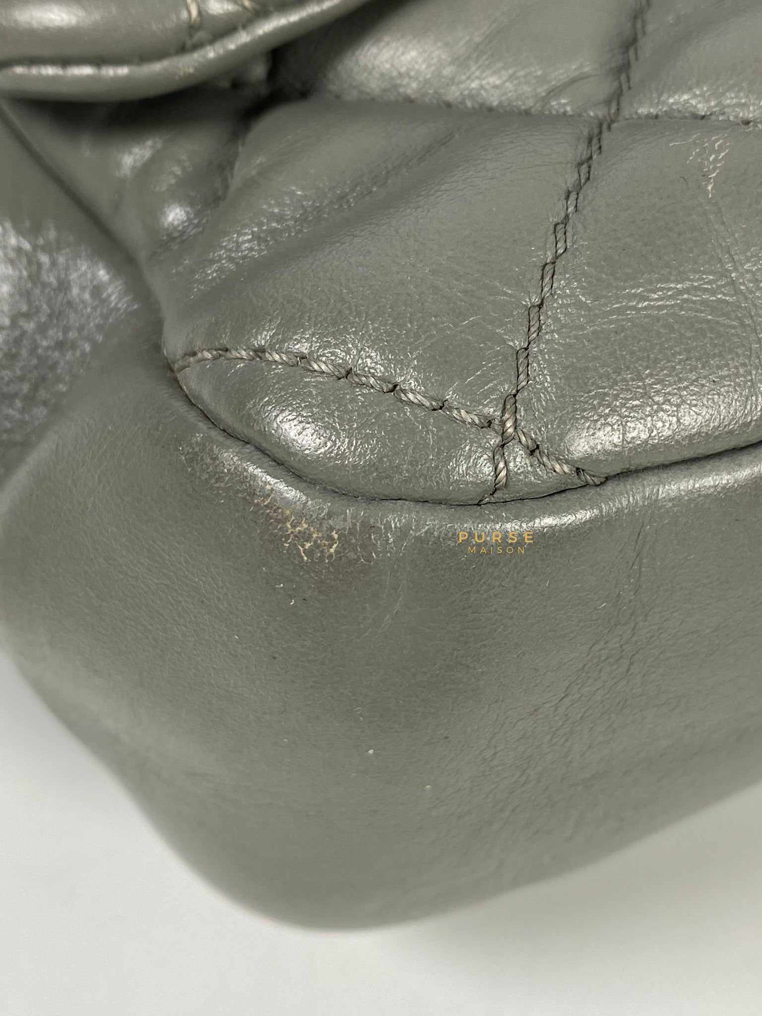 Chanel Chanel Medium Coco Rain Flap Lambskin Silver Hardware Series 13 (Gray) - Image 9