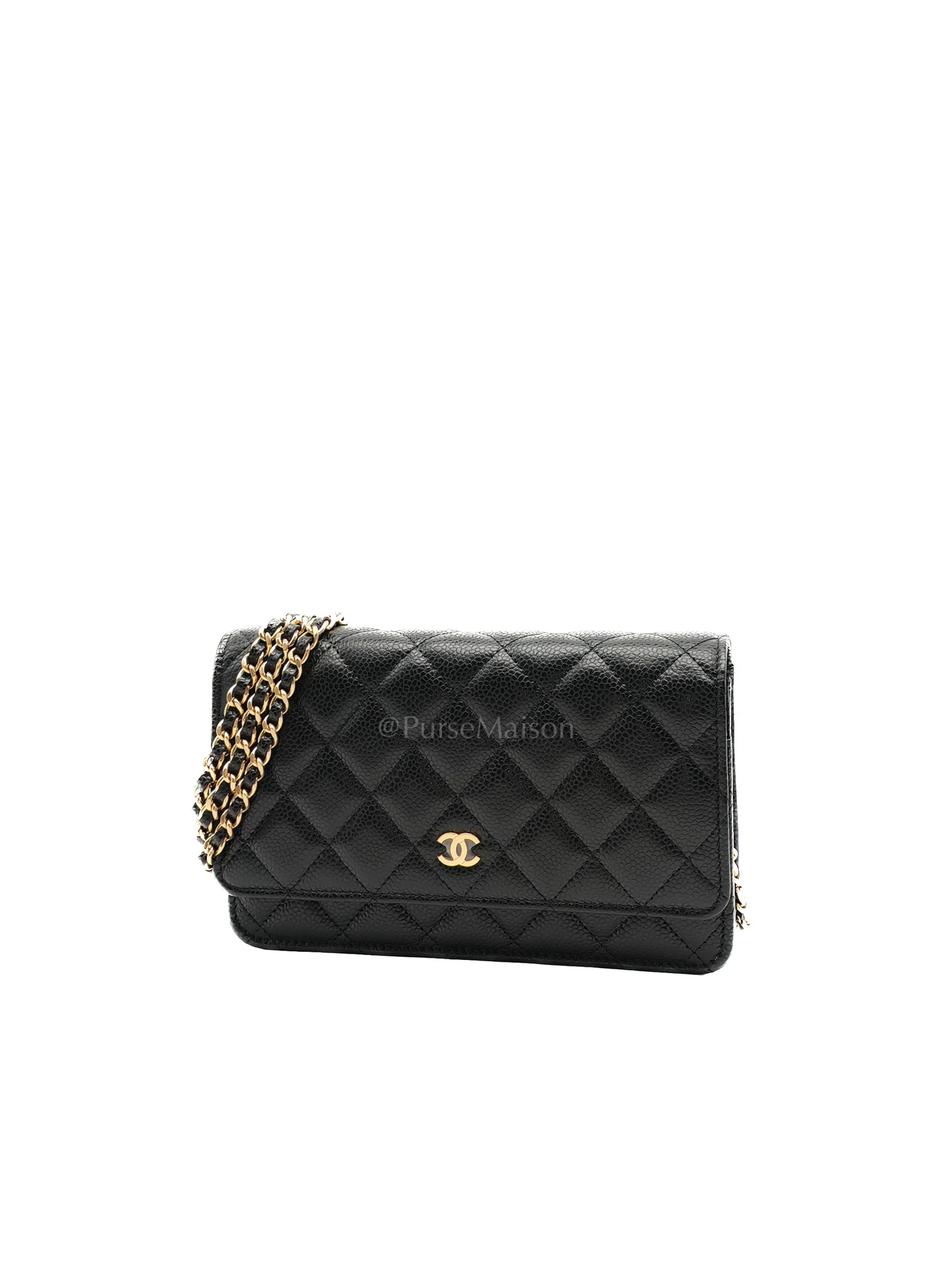 Chanel Classic Wallet On Chain in Black Quilted Caviar Leather & Gold Hardware Microchip - Image 2