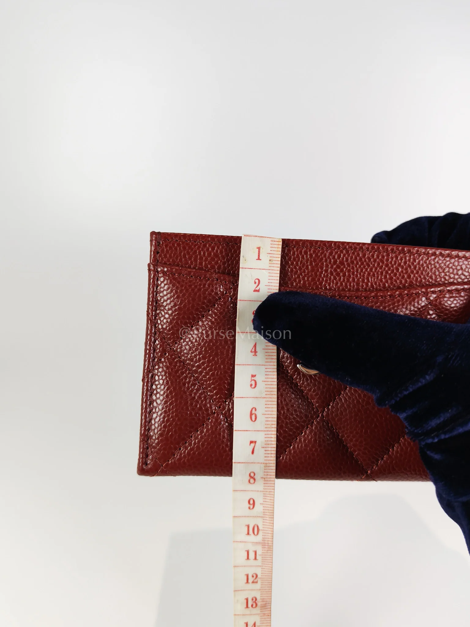 Chanel Classic Flat Card Holder in Burgundy Caviar Leather Silver Hardware (Series 30) - Image 20