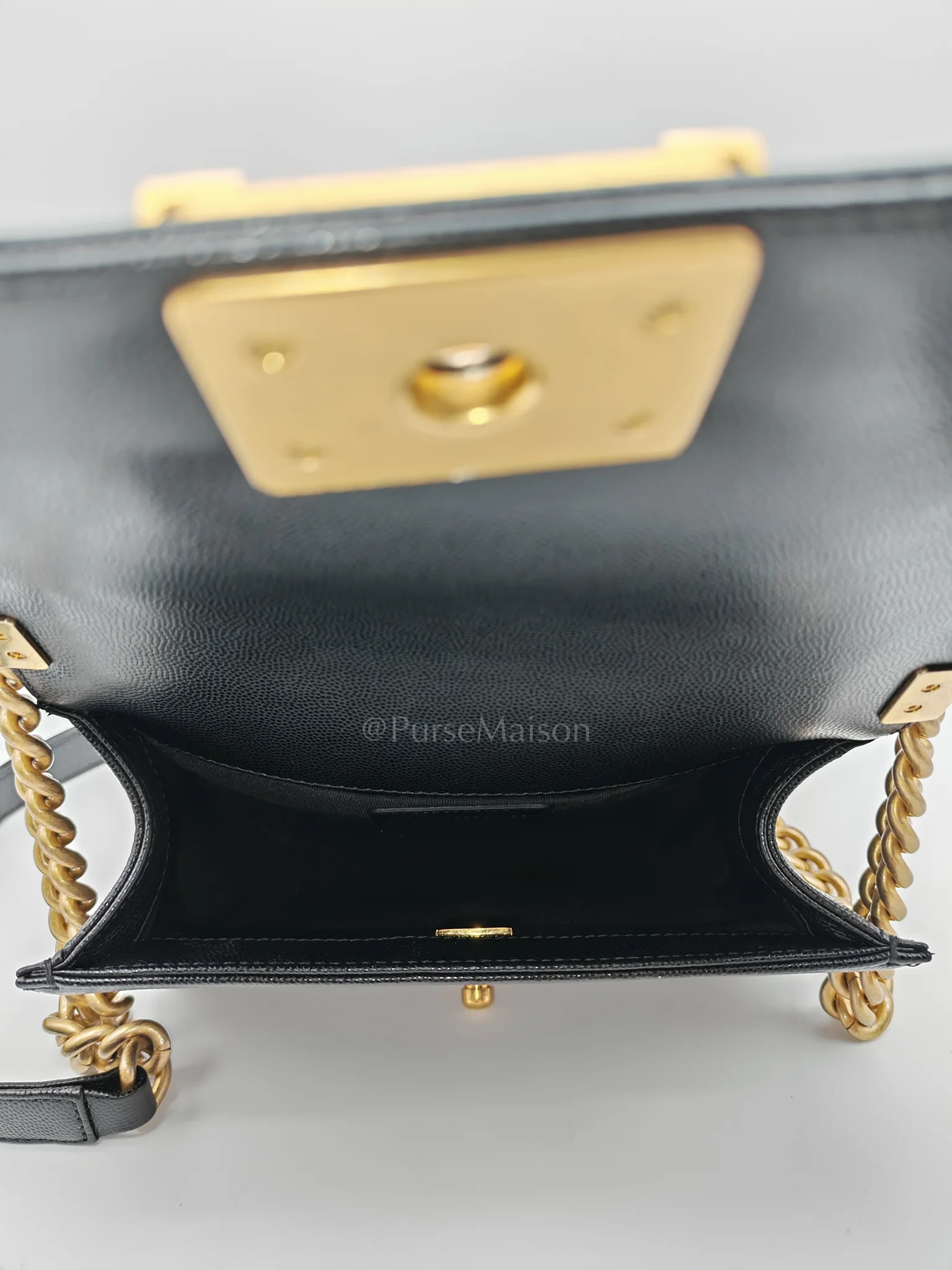 Chanel Boy Small in Black Caviar Leather and Aged Gold Hardware (Microchip) - Image 15