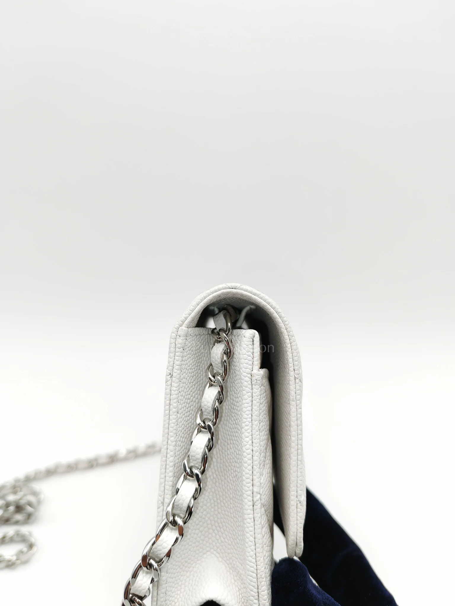 Chanel Long Wallet on Chain in White Caviar Leather Silver Hardware (Microchip) - Image 13