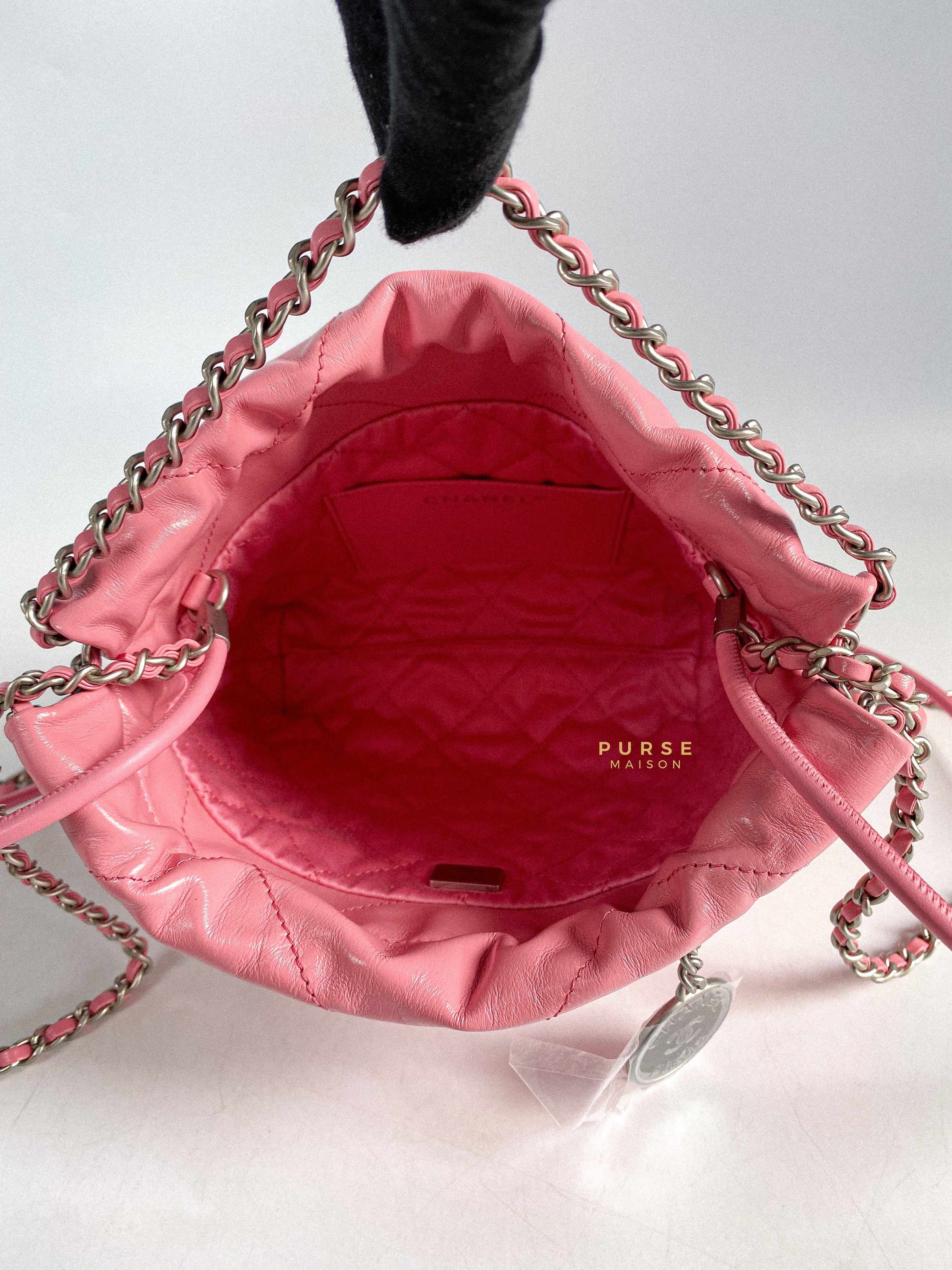 Chanel Chanel Mini 22 Pink Shiny Calfskin in Silver Hardware (Microchip) - Image 11