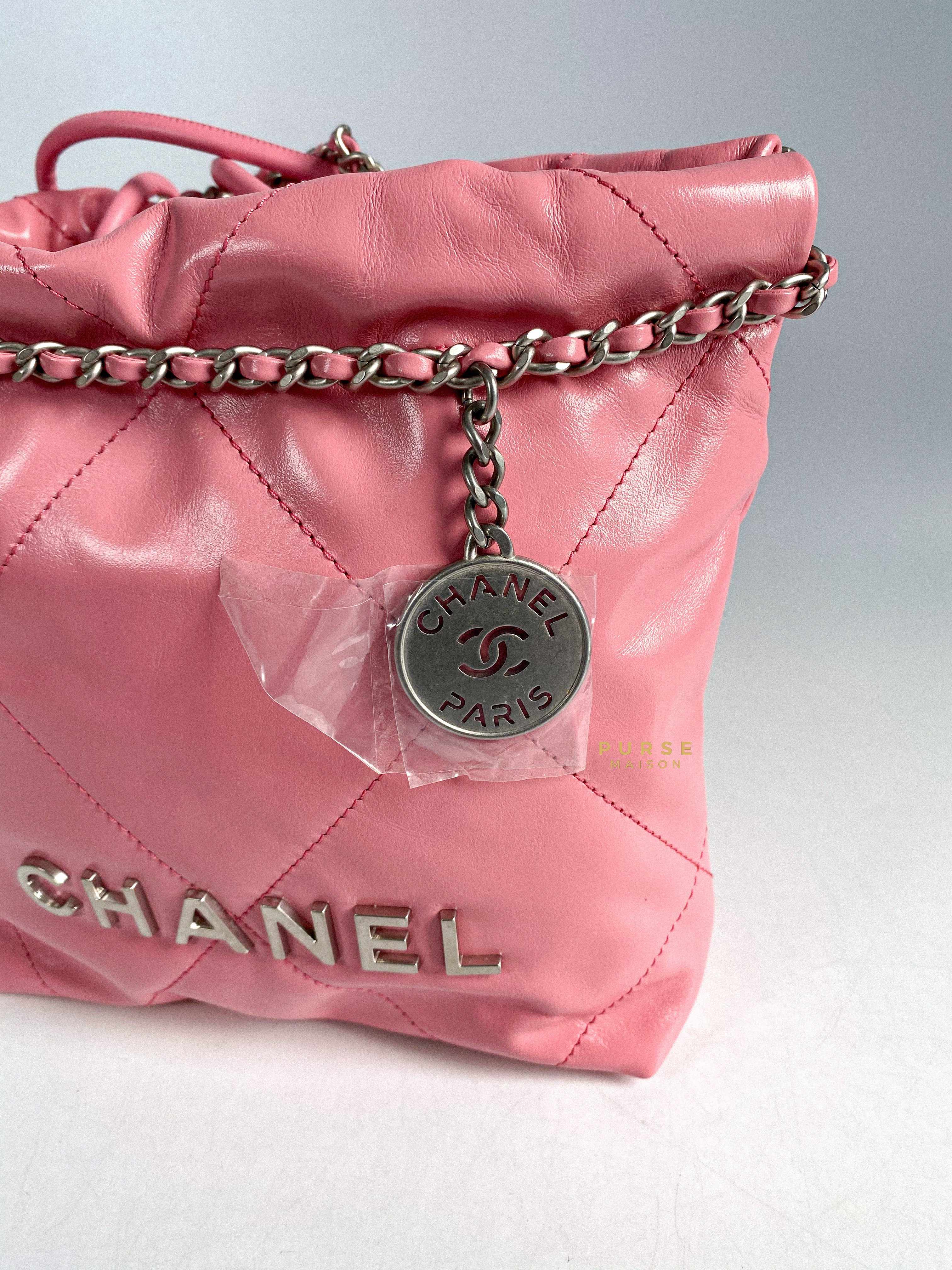 Chanel Chanel Mini 22 Pink Shiny Calfskin in Silver Hardware (Microchip) - Image 14