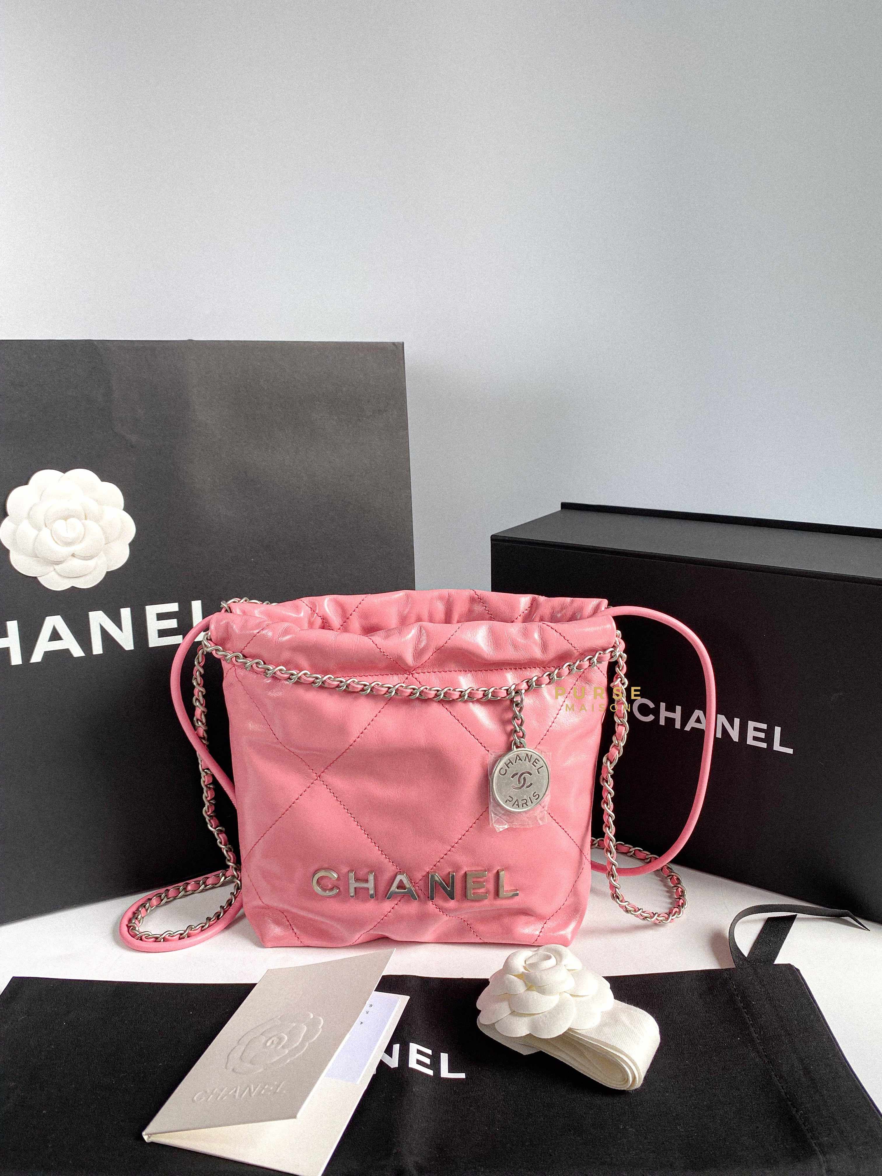 Chanel Chanel Mini 22 Pink Shiny Calfskin in Silver Hardware (Microchip) - Image 17