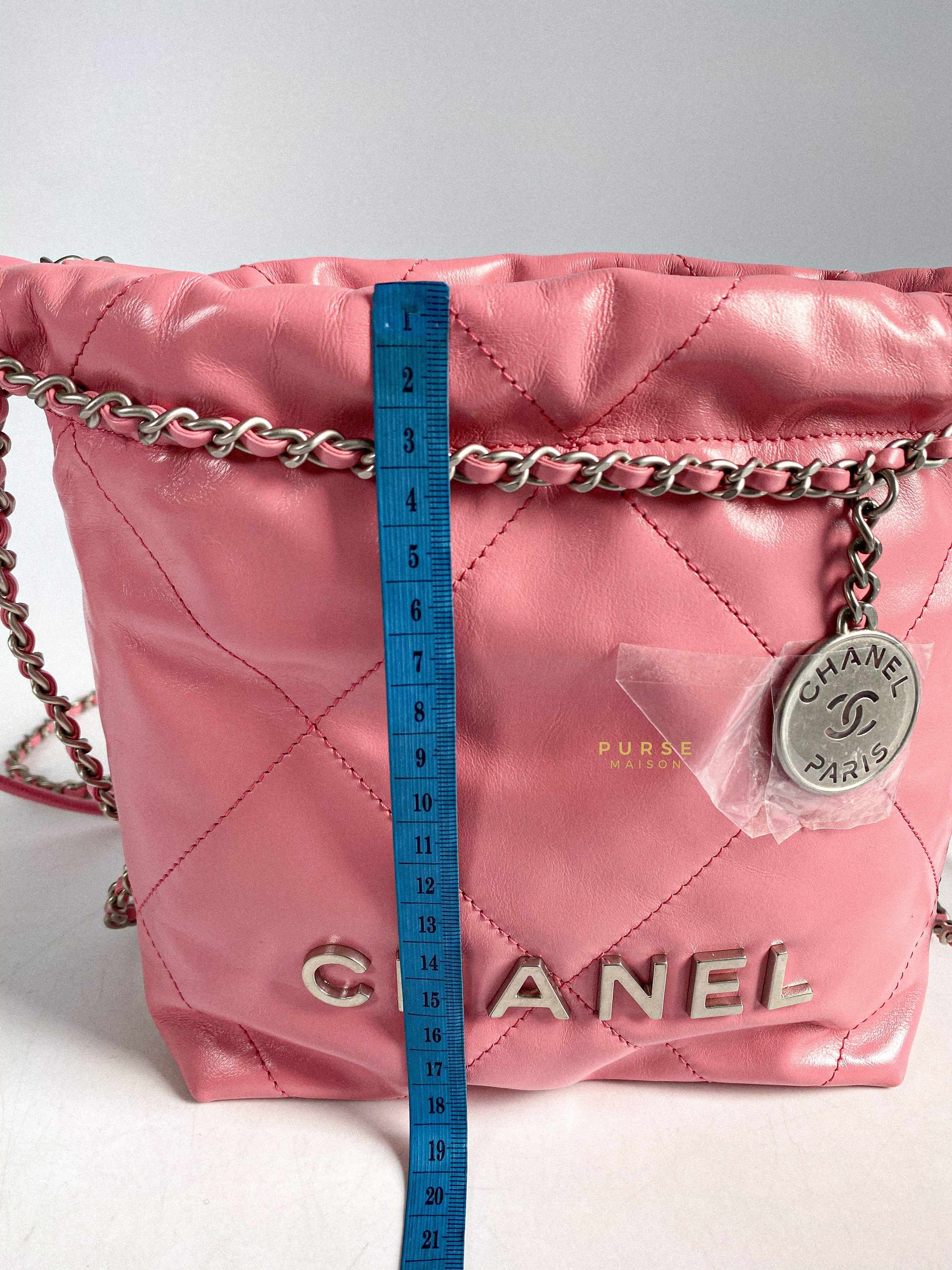 Chanel Chanel Mini 22 Pink Shiny Calfskin in Silver Hardware (Microchip) - Image 18