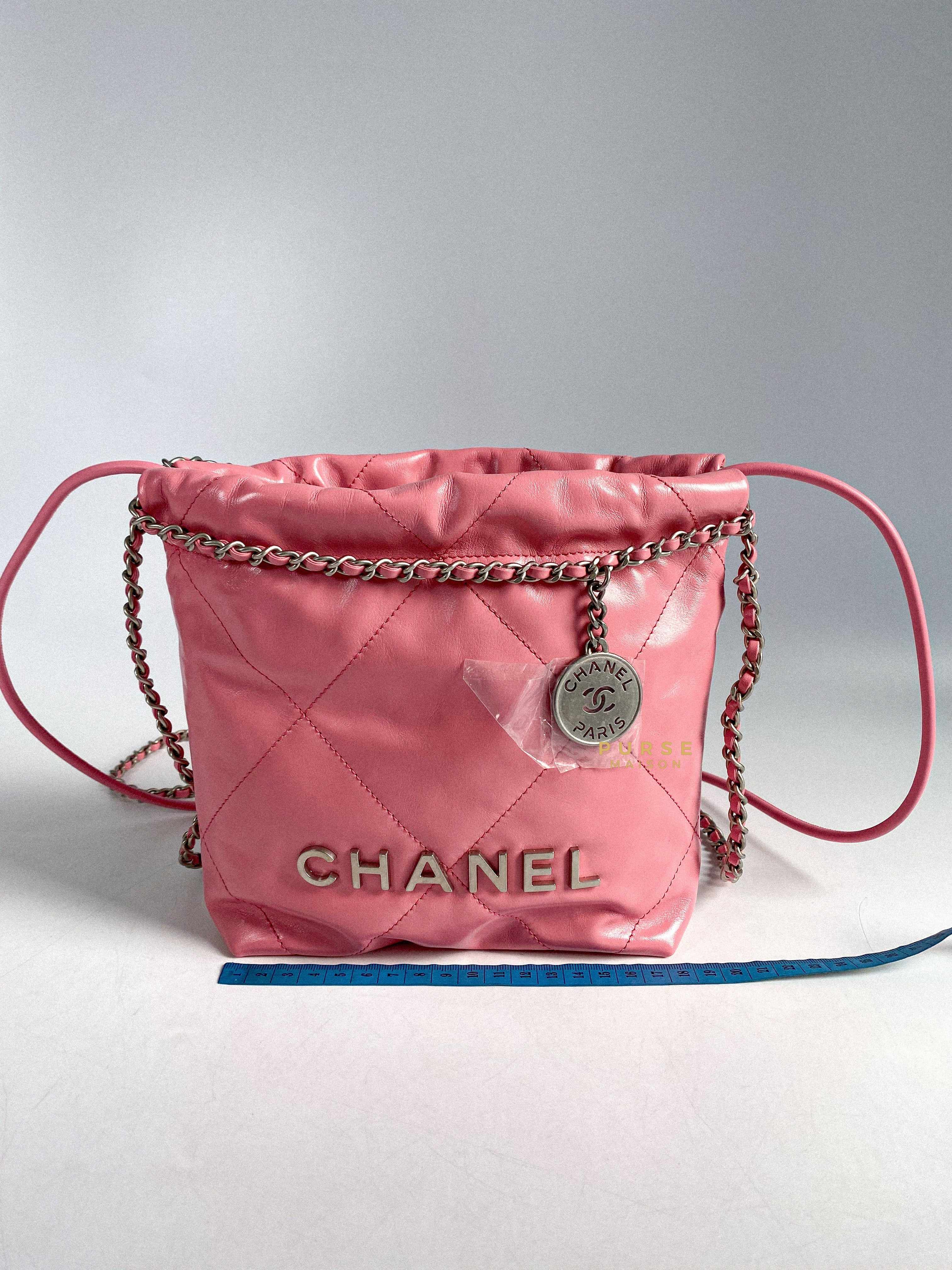Chanel Chanel Mini 22 Pink Shiny Calfskin in Silver Hardware (Microchip) - Image 19